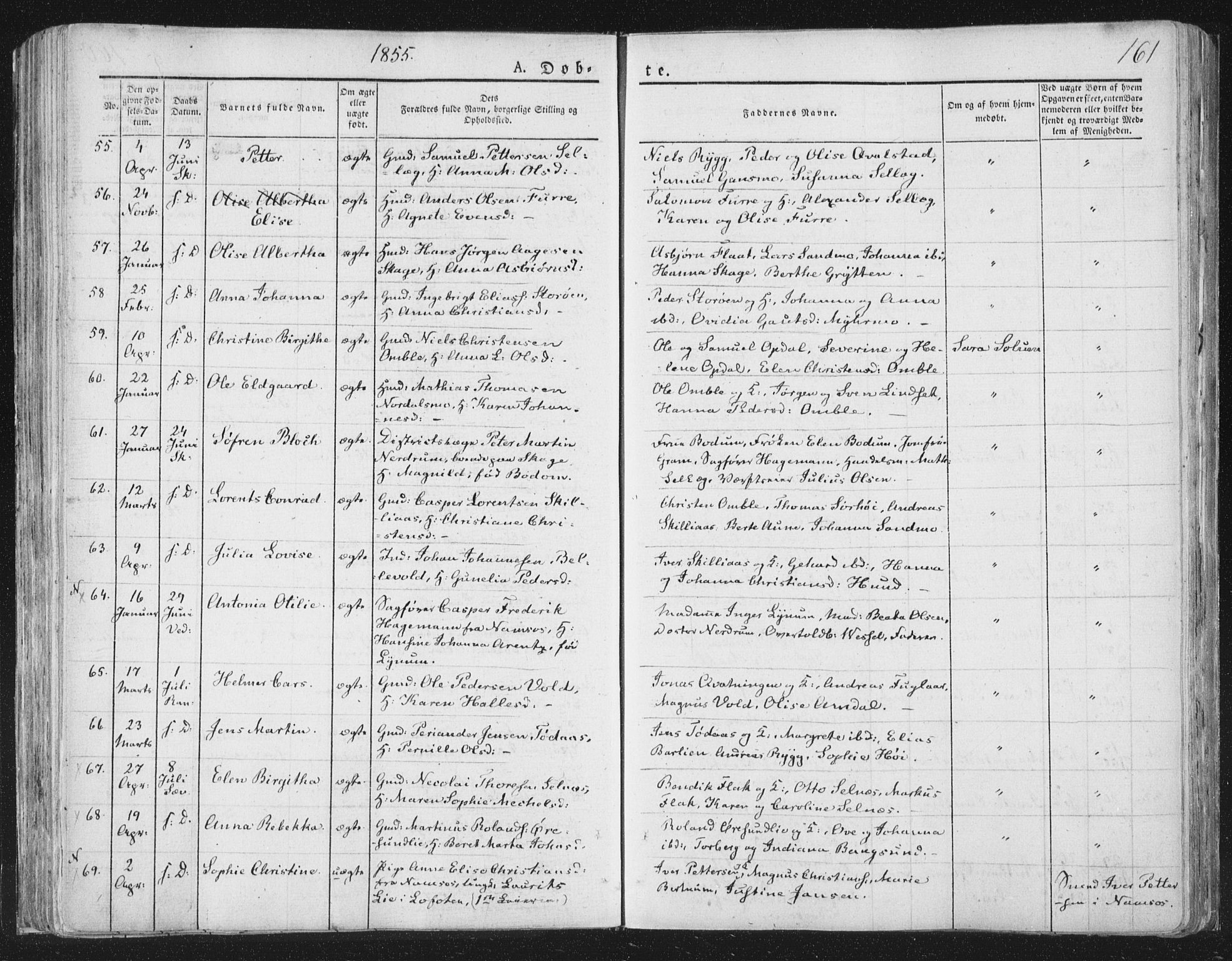 Ministerialprotokoller, klokkerbøker og fødselsregistre - Nord-Trøndelag, AV/SAT-A-1458/764/L0551: Ministerialbok nr. 764A07a, 1824-1864, s. 161