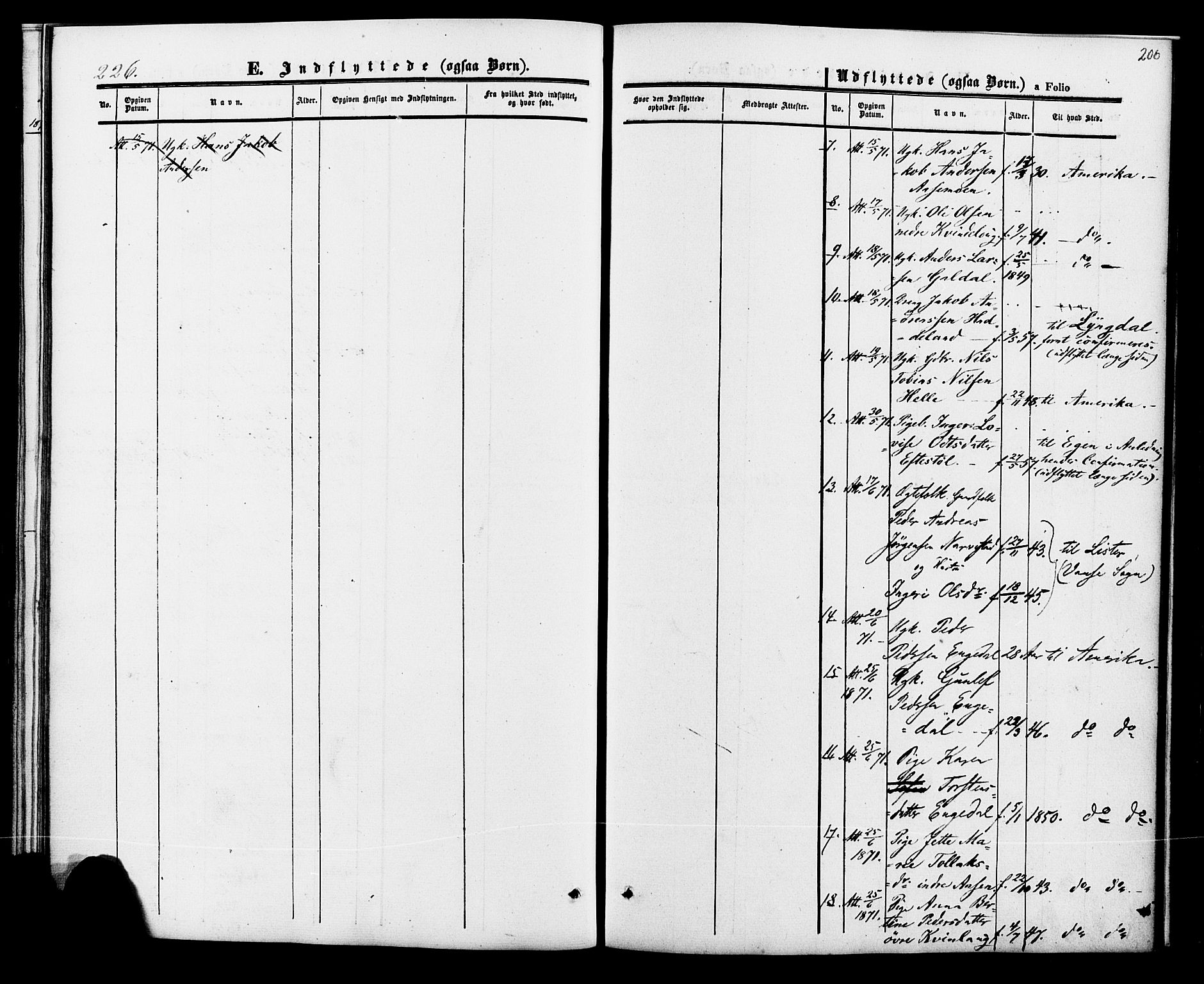 Fjotland sokneprestkontor, AV/SAK-1111-0010/F/Fa/L0001: Ministerialbok nr. A 1, 1850-1879, s. 206