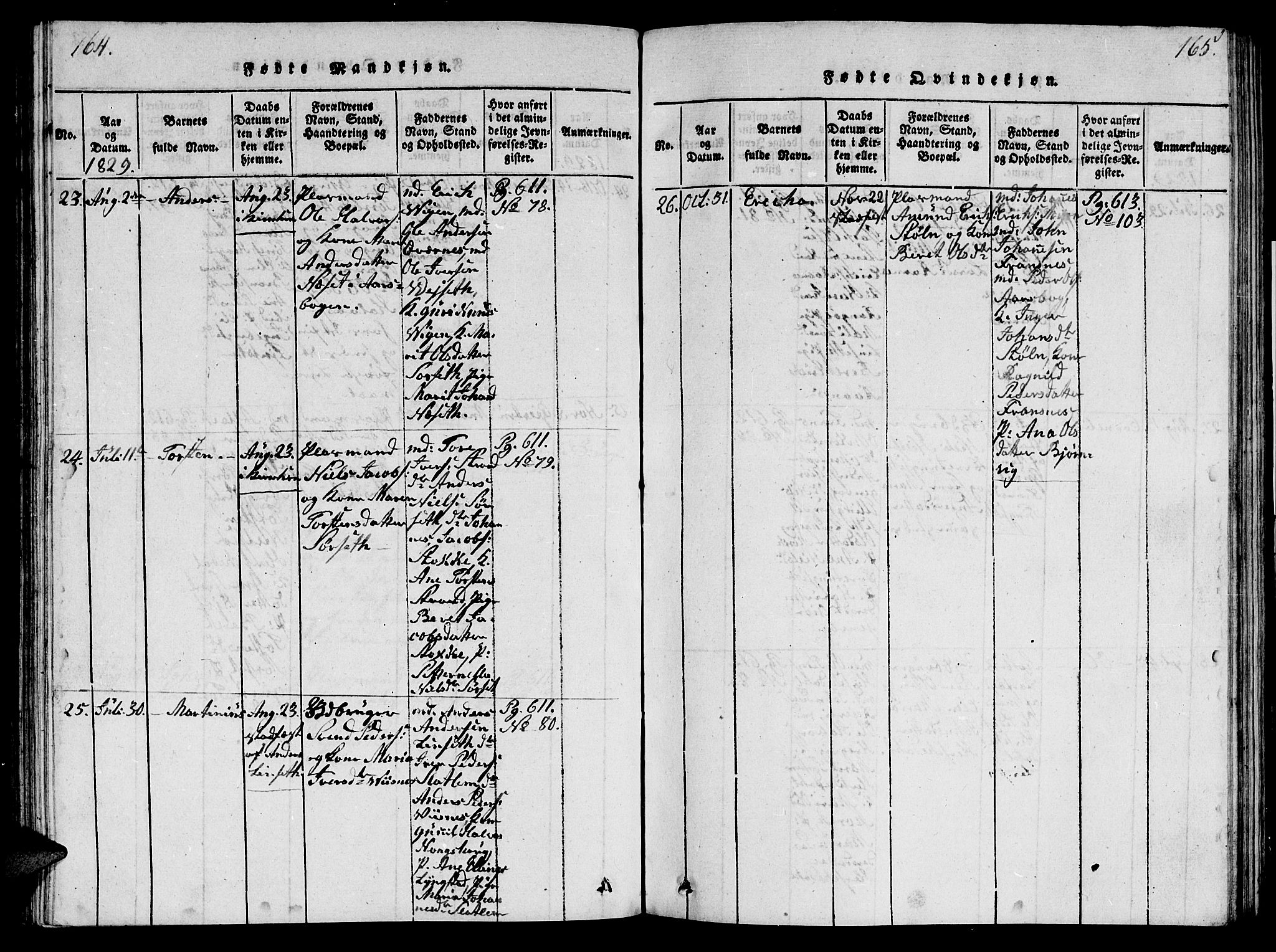 Ministerialprotokoller, klokkerbøker og fødselsregistre - Møre og Romsdal, AV/SAT-A-1454/570/L0831: Ministerialbok nr. 570A05, 1819-1829, s. 164-165