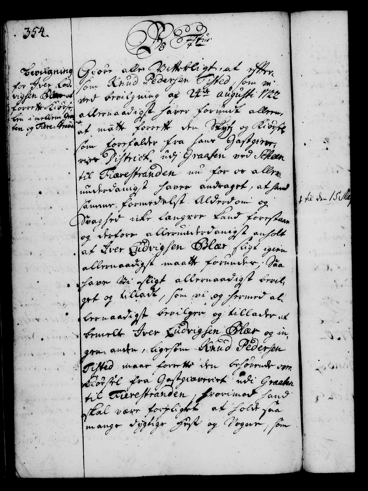 Rentekammeret, Kammerkanselliet, RA/EA-3111/G/Gg/Gga/L0003: Norsk ekspedisjonsprotokoll med register (merket RK 53.3), 1727-1734, s. 354