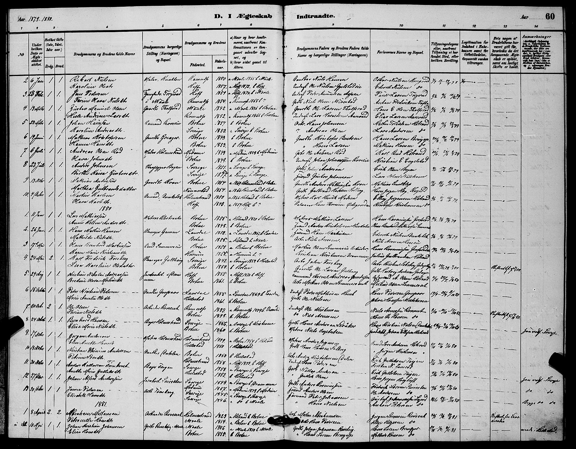 Botne kirkebøker, AV/SAKO-A-340/G/Ga/L0003: Klokkerbok nr. I 3, 1878-1898, s. 60