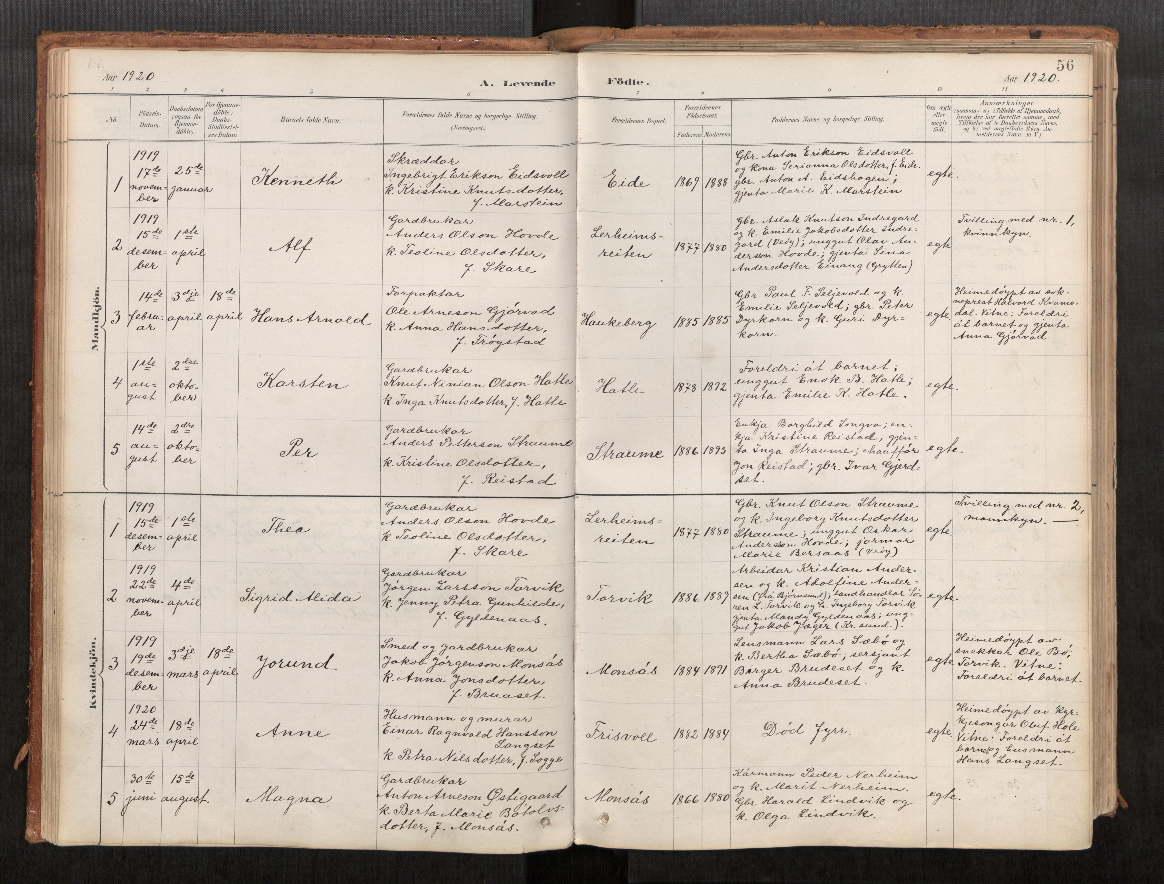 Ministerialprotokoller, klokkerbøker og fødselsregistre - Møre og Romsdal, AV/SAT-A-1454/542/L0553: Ministerialbok nr. 542A03, 1885-1925, s. 56