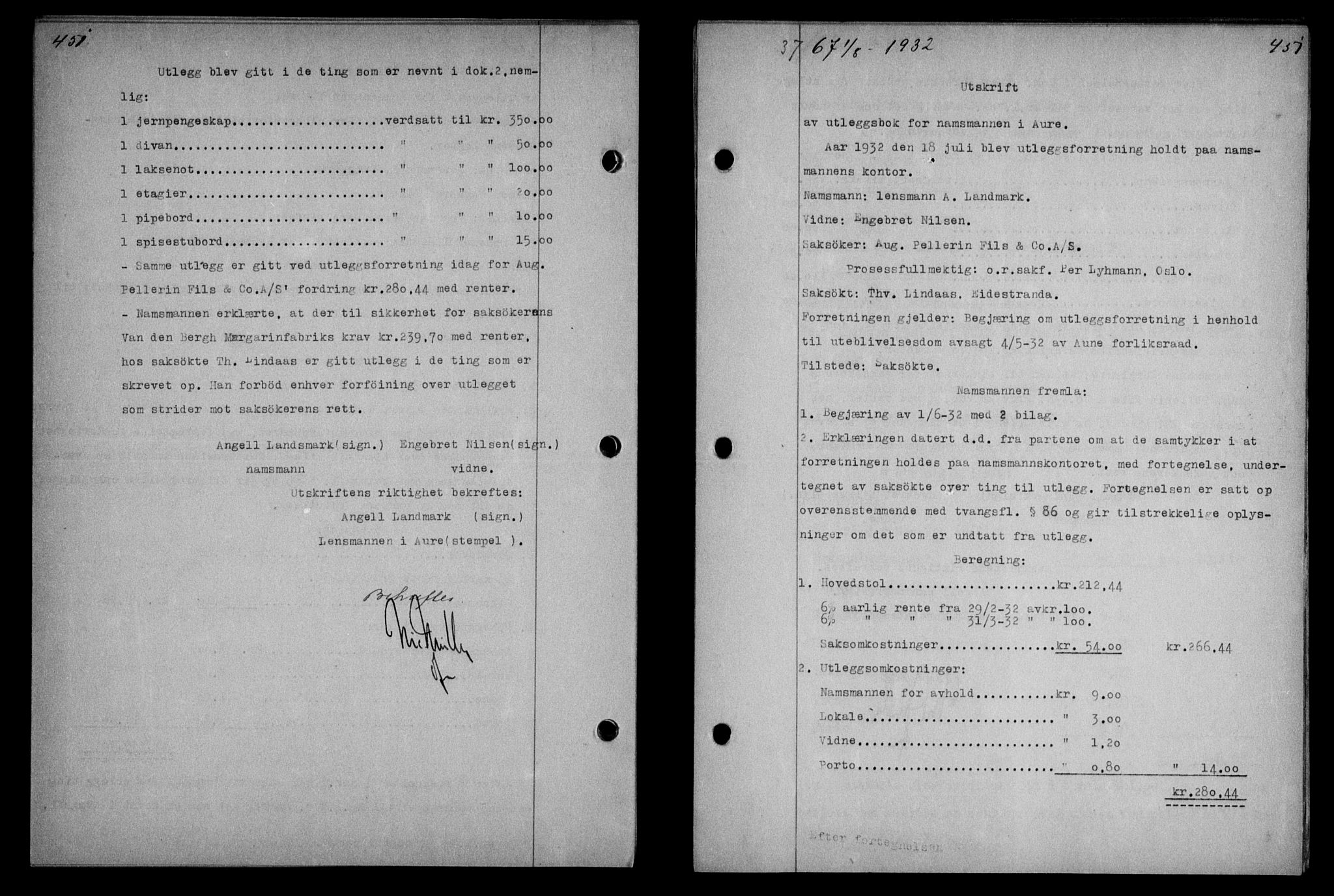 Nordmøre sorenskriveri, AV/SAT-A-4132/1/2/2Ca/L0075: Pantebok nr. 65, 1932-1932, Tingl.dato: 01.08.1932