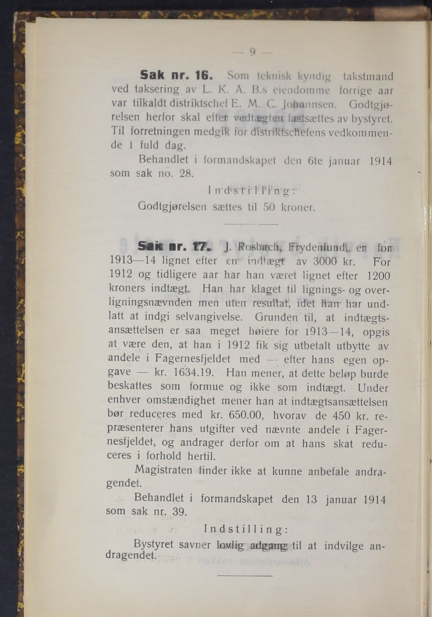 Narvik kommune. Formannskap , AIN/K-18050.150/A/Ab/L0004: Møtebok, 1914