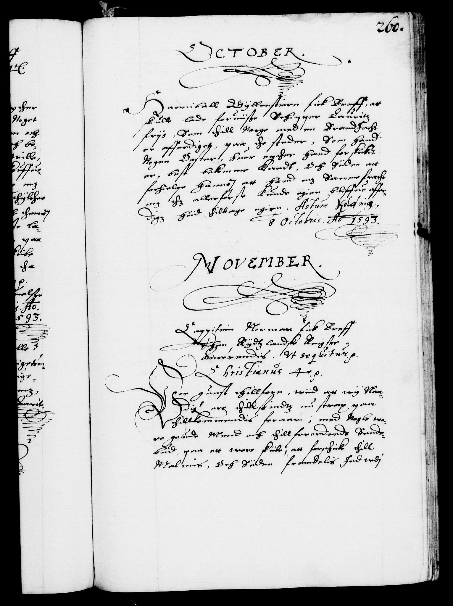 Danske Kanselli 1572-1799, RA/EA-3023/F/Fc/Fca/Fcab/L0002: Norske tegnelser (mikrofilm), 1588-1596, s. 260a