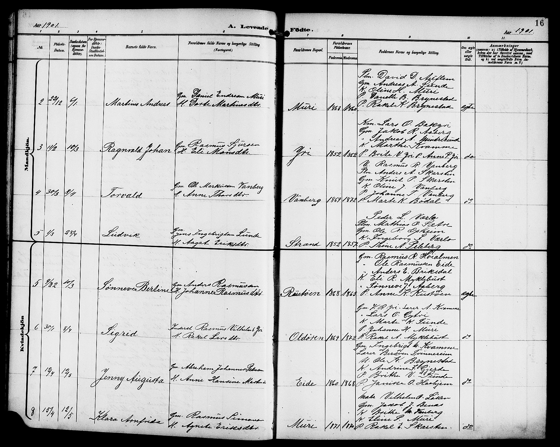 Innvik sokneprestembete, AV/SAB-A-80501: Klokkerbok nr. B 4, 1898-1916, s. 16