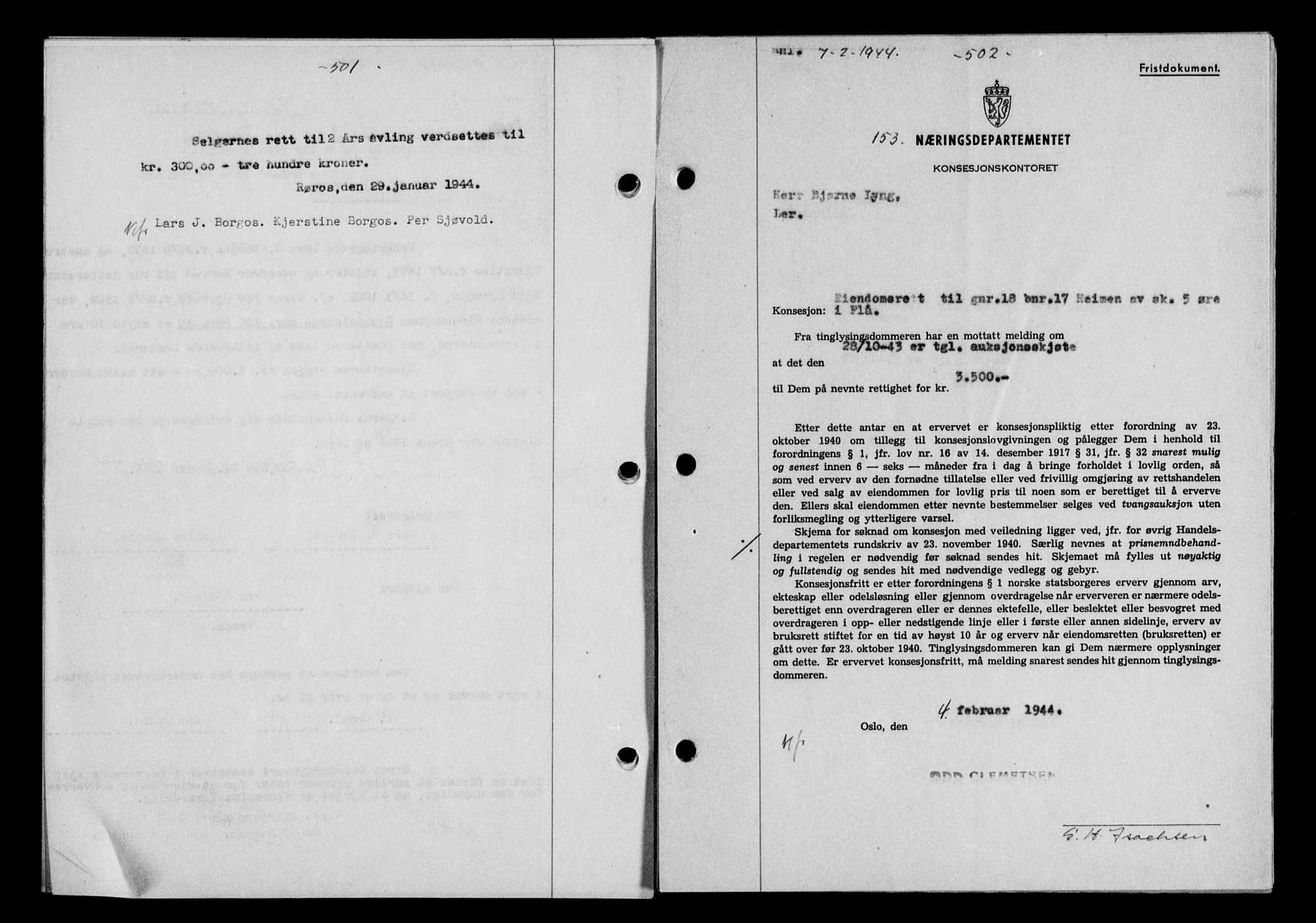 Gauldal sorenskriveri, SAT/A-0014/1/2/2C/L0057: Pantebok nr. 62, 1943-1944, Dagboknr: 153/1944