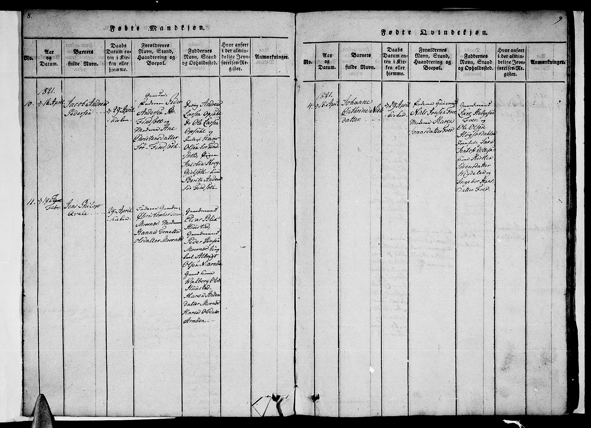 Ministerialprotokoller, klokkerbøker og fødselsregistre - Nordland, AV/SAT-A-1459/805/L0105: Klokkerbok nr. 805C01, 1820-1839, s. 8-9