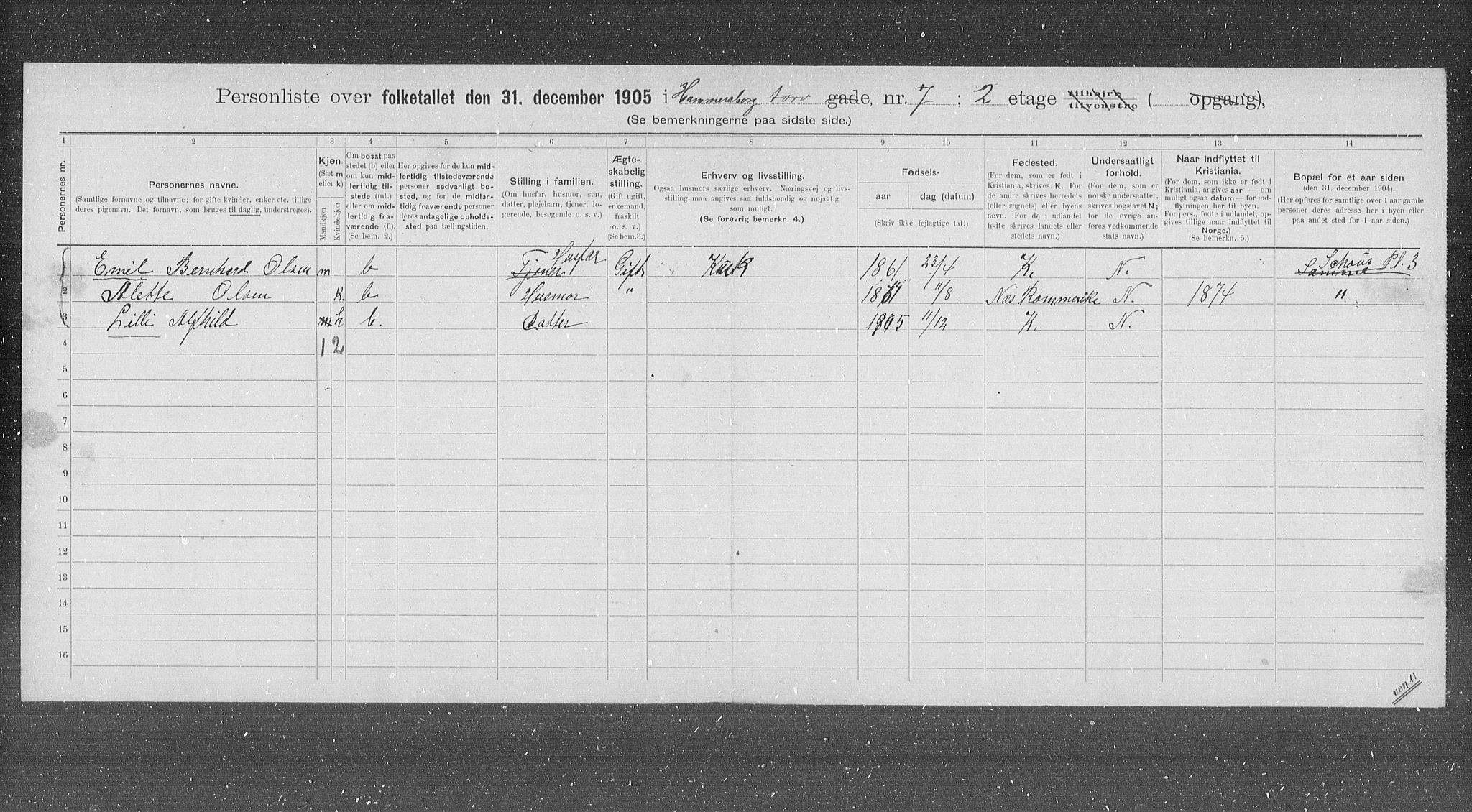 OBA, Kommunal folketelling 31.12.1905 for Kristiania kjøpstad, 1905, s. 17688
