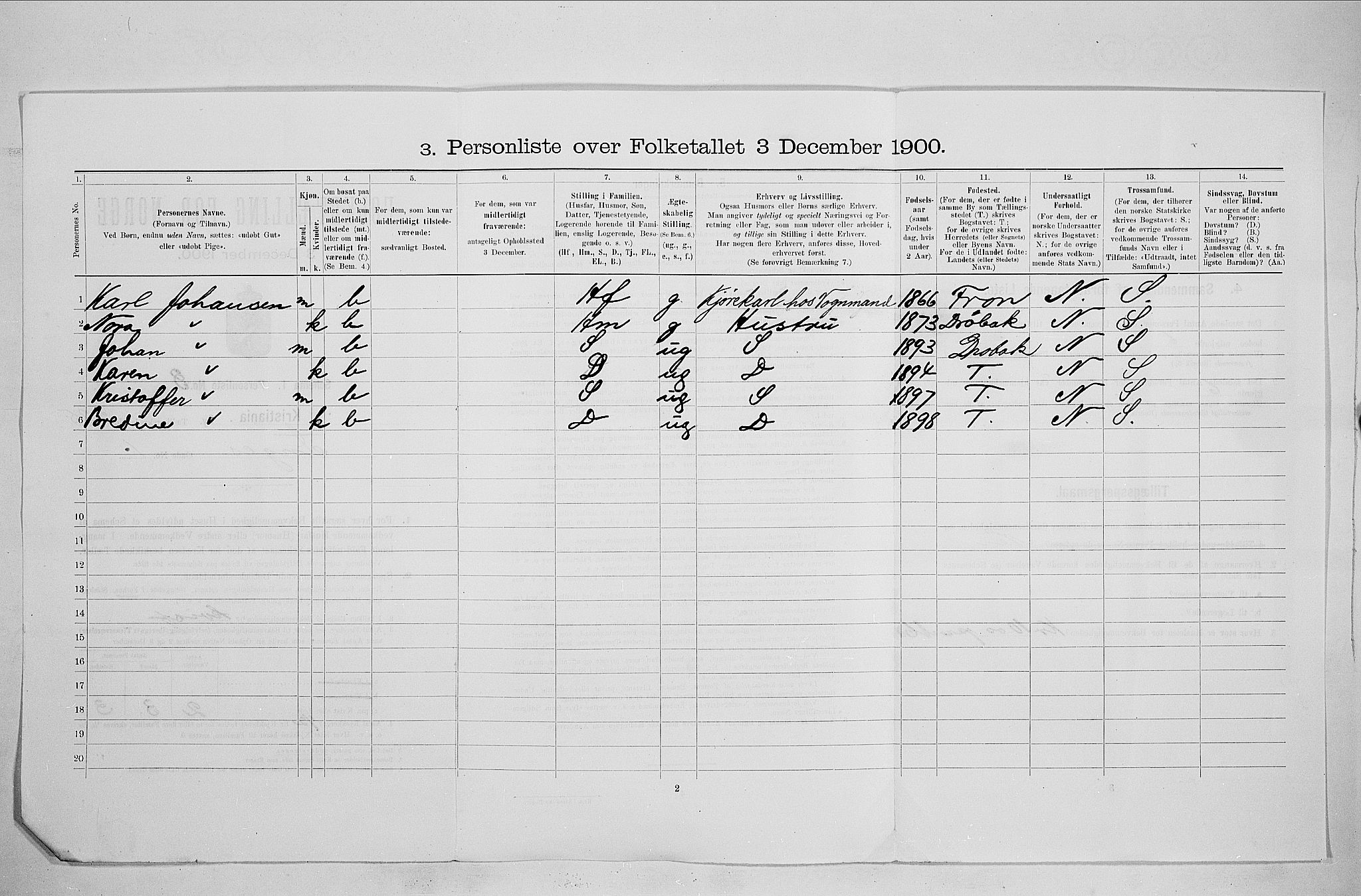 SAO, Folketelling 1900 for 0301 Kristiania kjøpstad, 1900, s. 41429