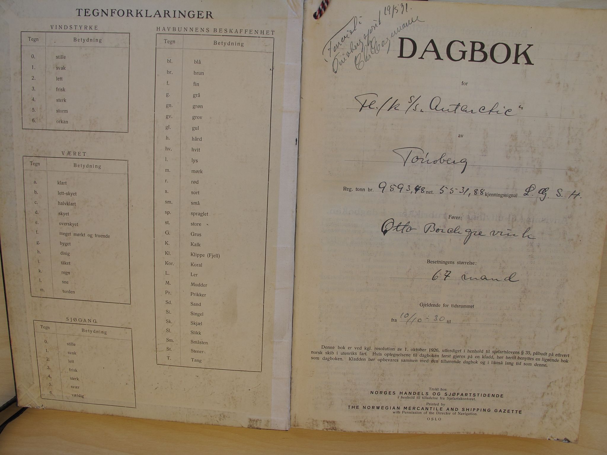 Pa 262 - Hvalfangerselskapet Pelagos AS, VEMU/A-1330/F/Fa/L0002: Antarctic, fl.k - dekksdagbok, 1930