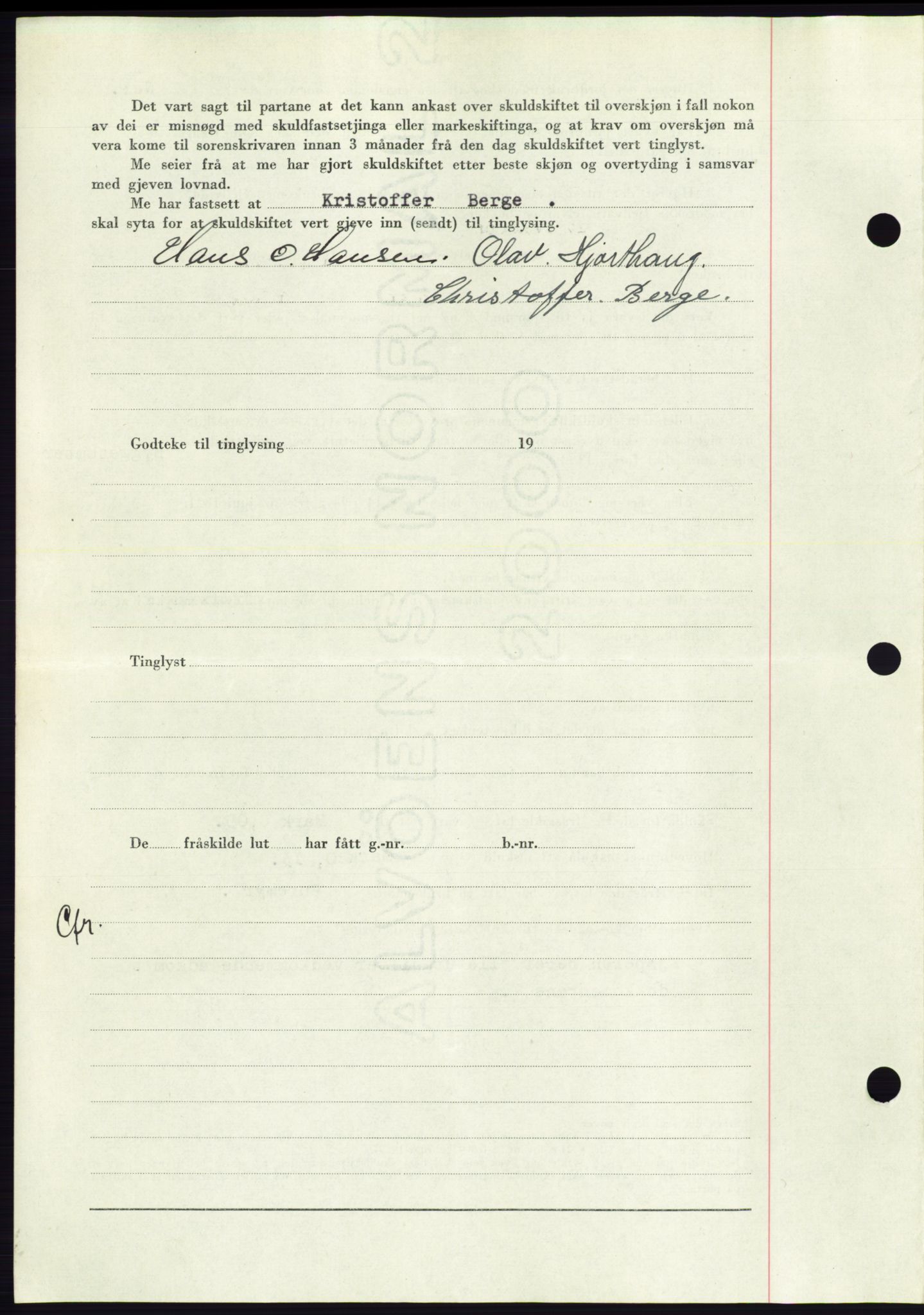 Søre Sunnmøre sorenskriveri, AV/SAT-A-4122/1/2/2C/L0083: Pantebok nr. 9A, 1948-1949, Dagboknr: 94/1949