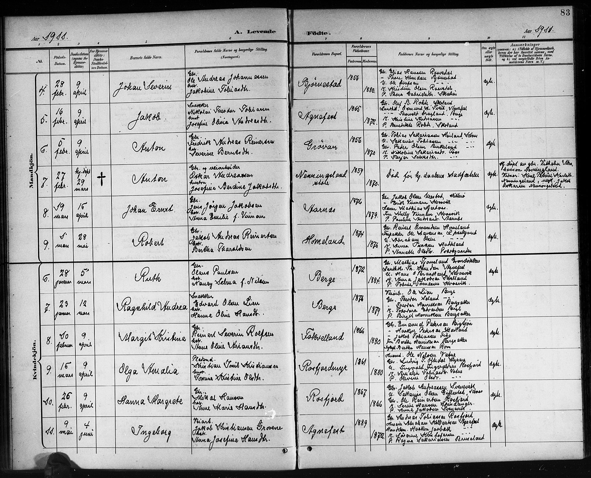 Lyngdal sokneprestkontor, AV/SAK-1111-0029/F/Fb/Fbc/L0005: Klokkerbok nr. B 5, 1897-1913, s. 83