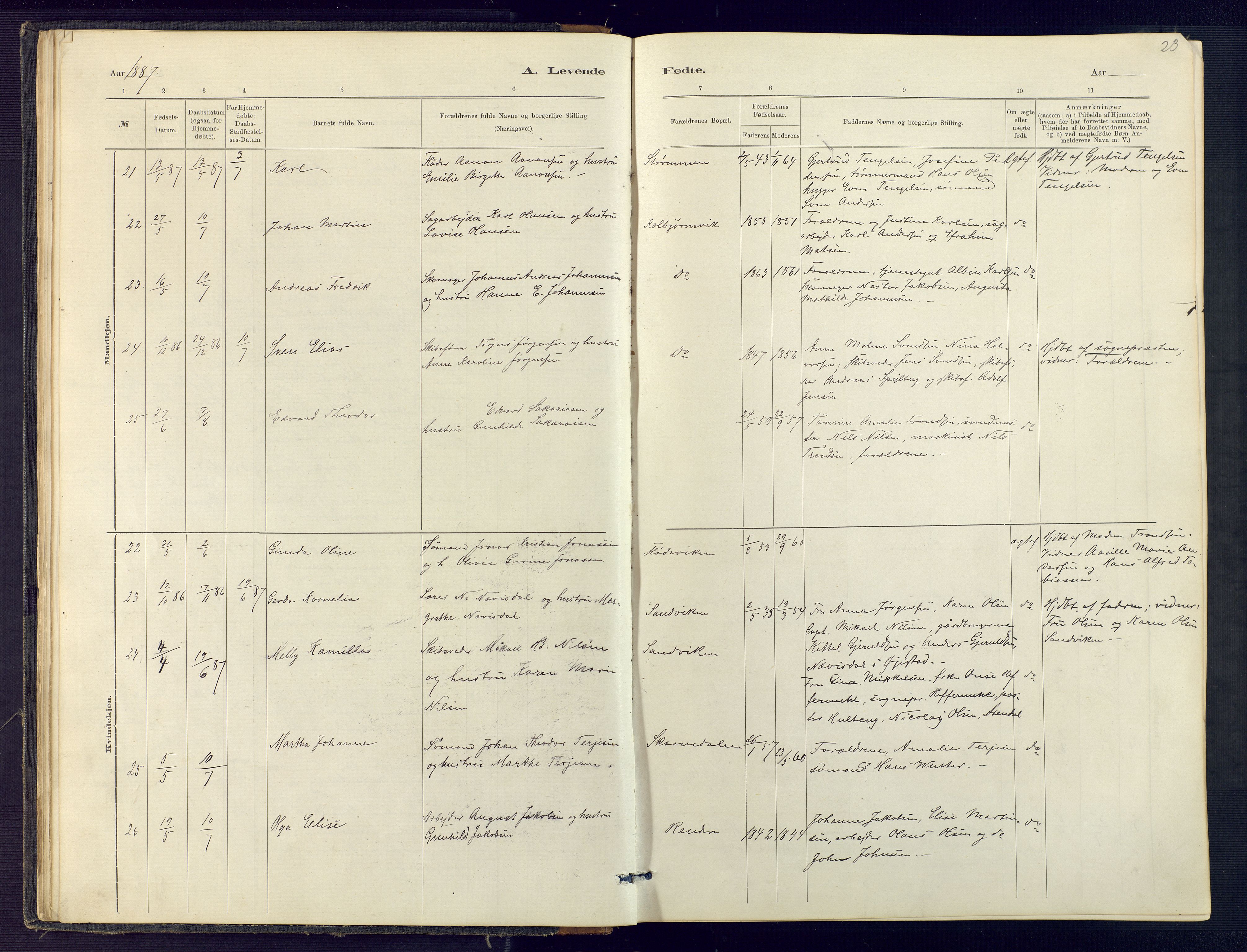 Hisøy sokneprestkontor, AV/SAK-1111-0020/F/Fb/L0003: Klokkerbok nr. B 3, 1885-1905, s. 23