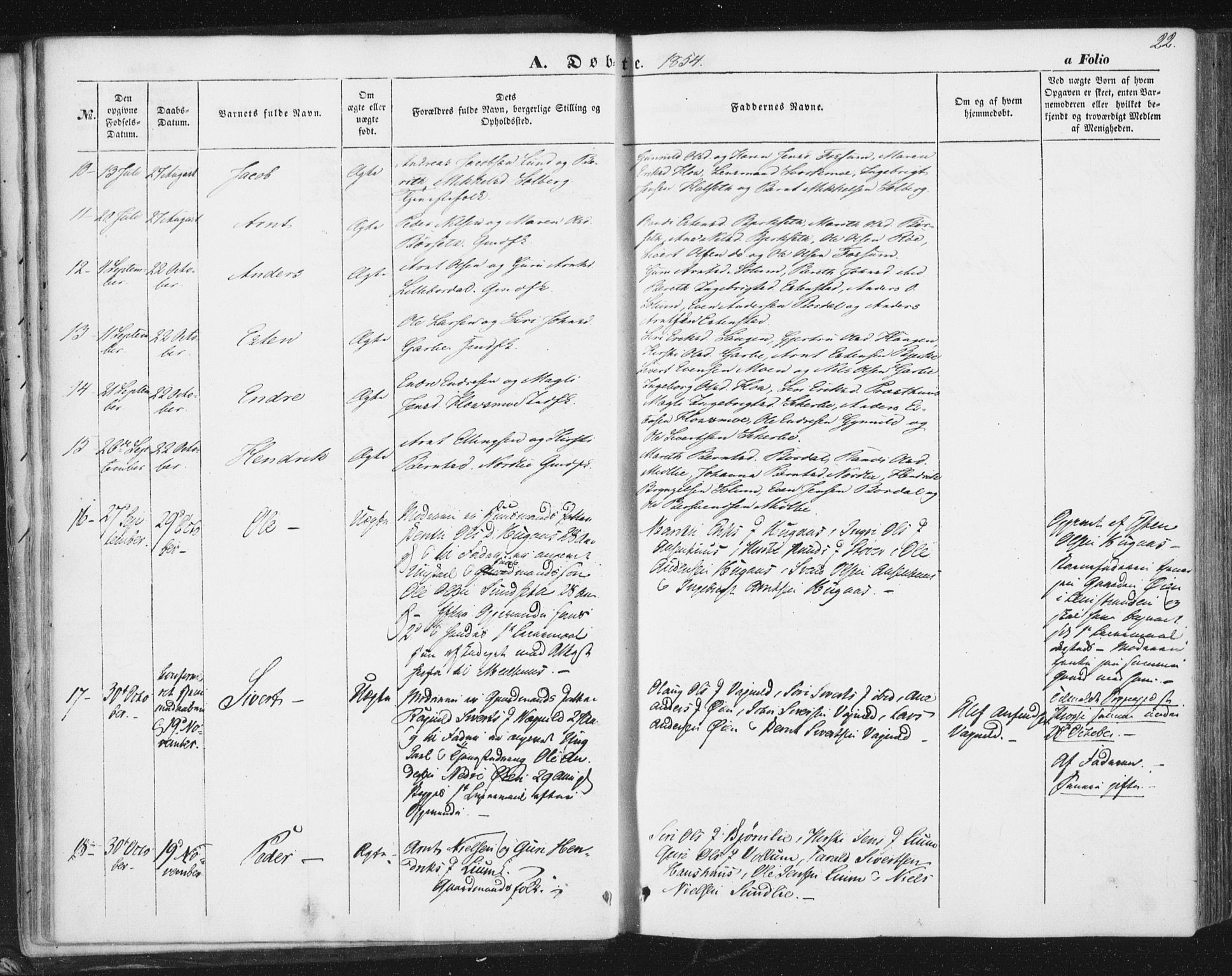 Ministerialprotokoller, klokkerbøker og fødselsregistre - Sør-Trøndelag, SAT/A-1456/689/L1038: Ministerialbok nr. 689A03, 1848-1872, s. 22