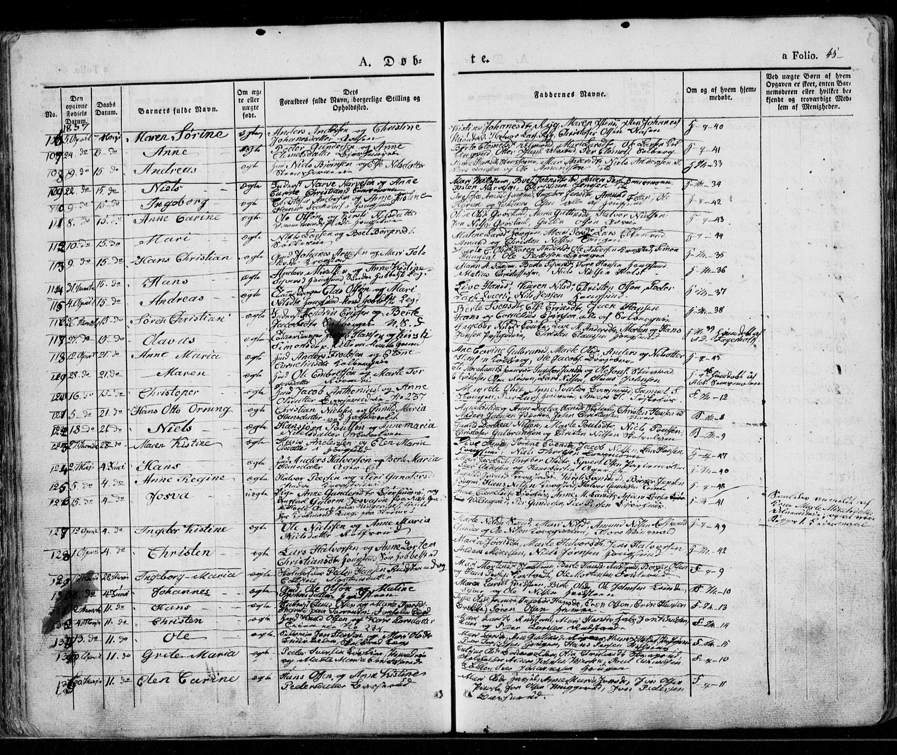 Eiker kirkebøker, AV/SAKO-A-4/G/Ga/L0002: Klokkerbok nr. I 2, 1832-1856, s. 45