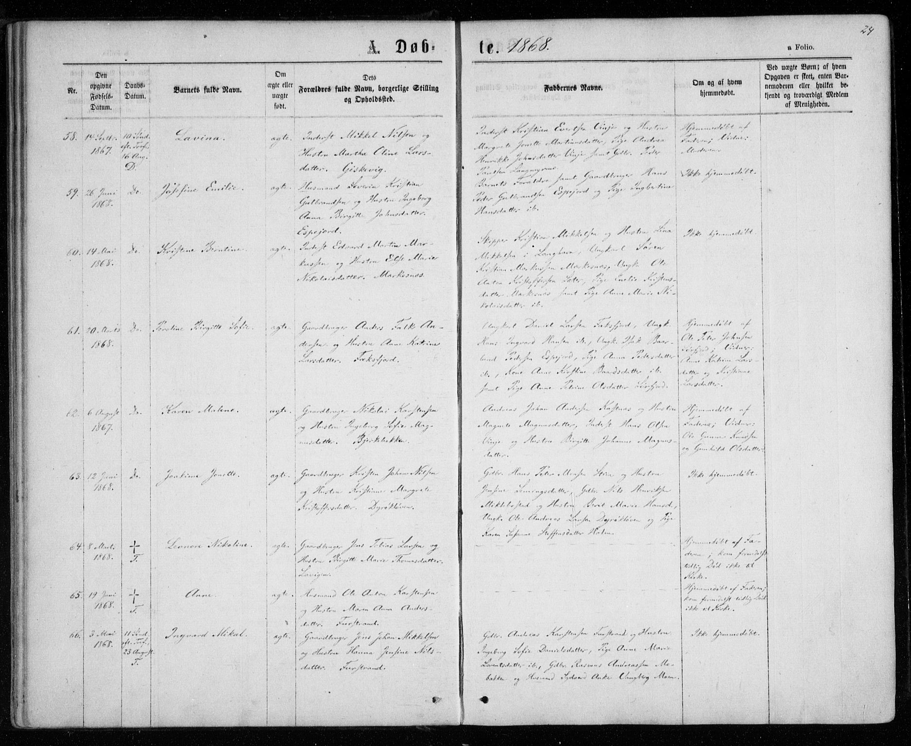 Tranøy sokneprestkontor, AV/SATØ-S-1313/I/Ia/Iaa/L0008kirke: Ministerialbok nr. 8, 1867-1877, s. 24