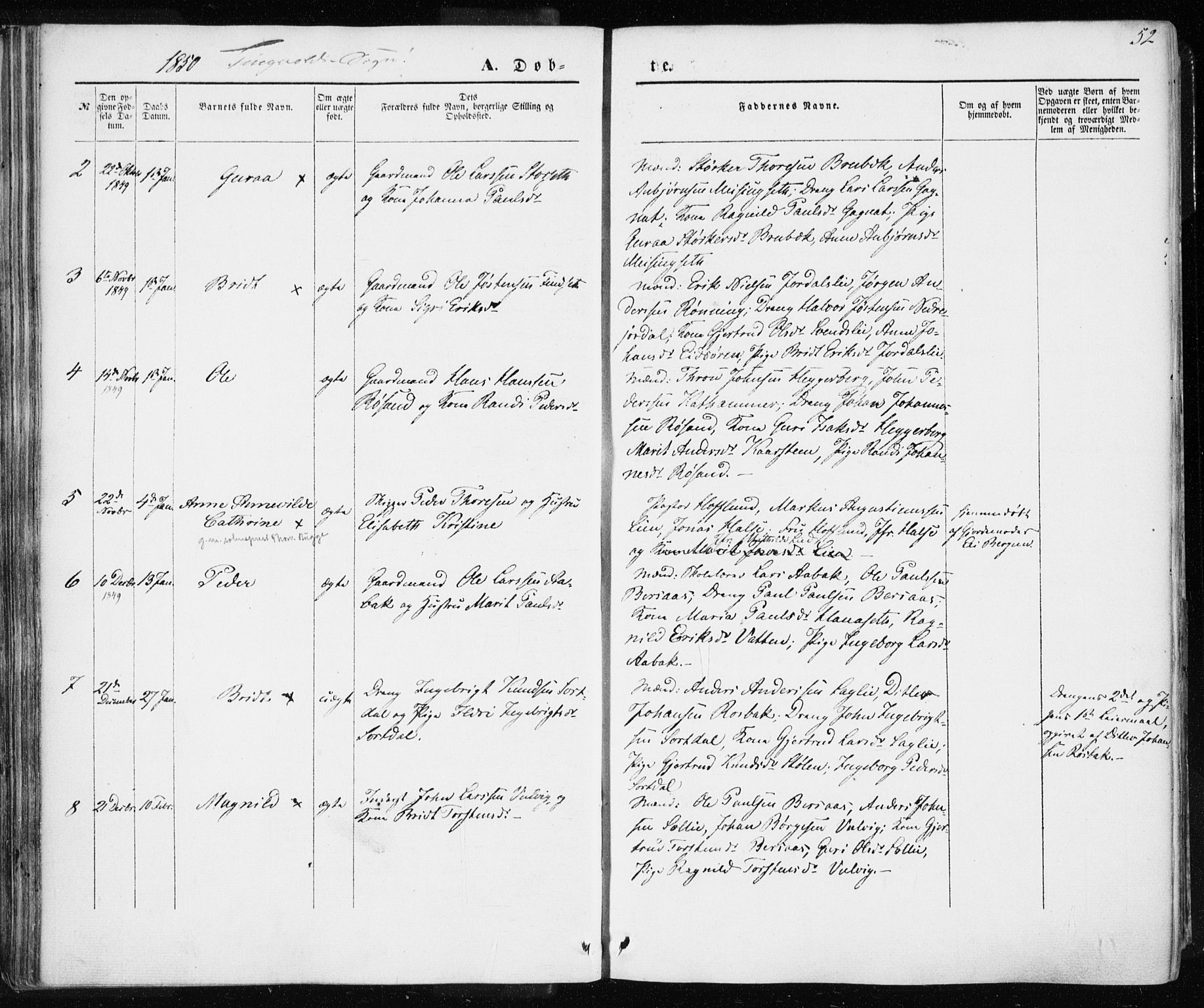 Ministerialprotokoller, klokkerbøker og fødselsregistre - Møre og Romsdal, AV/SAT-A-1454/586/L0984: Ministerialbok nr. 586A10, 1844-1856, s. 52