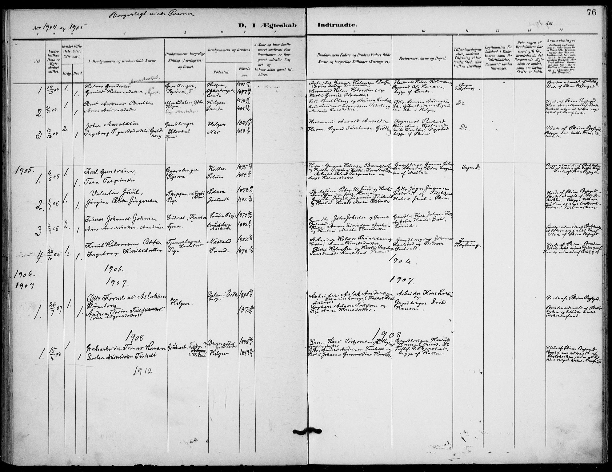 Holla kirkebøker, AV/SAKO-A-272/F/Fa/L0011: Ministerialbok nr. 11, 1897-1928, s. 76