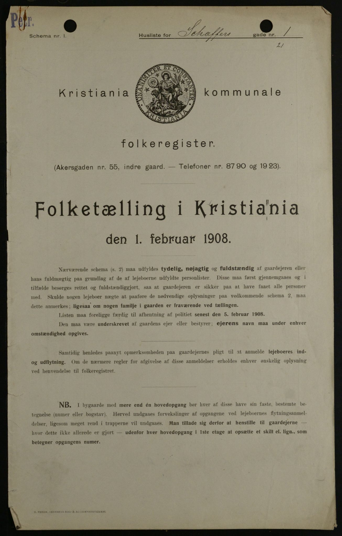 OBA, Kommunal folketelling 1.2.1908 for Kristiania kjøpstad, 1908, s. 83644