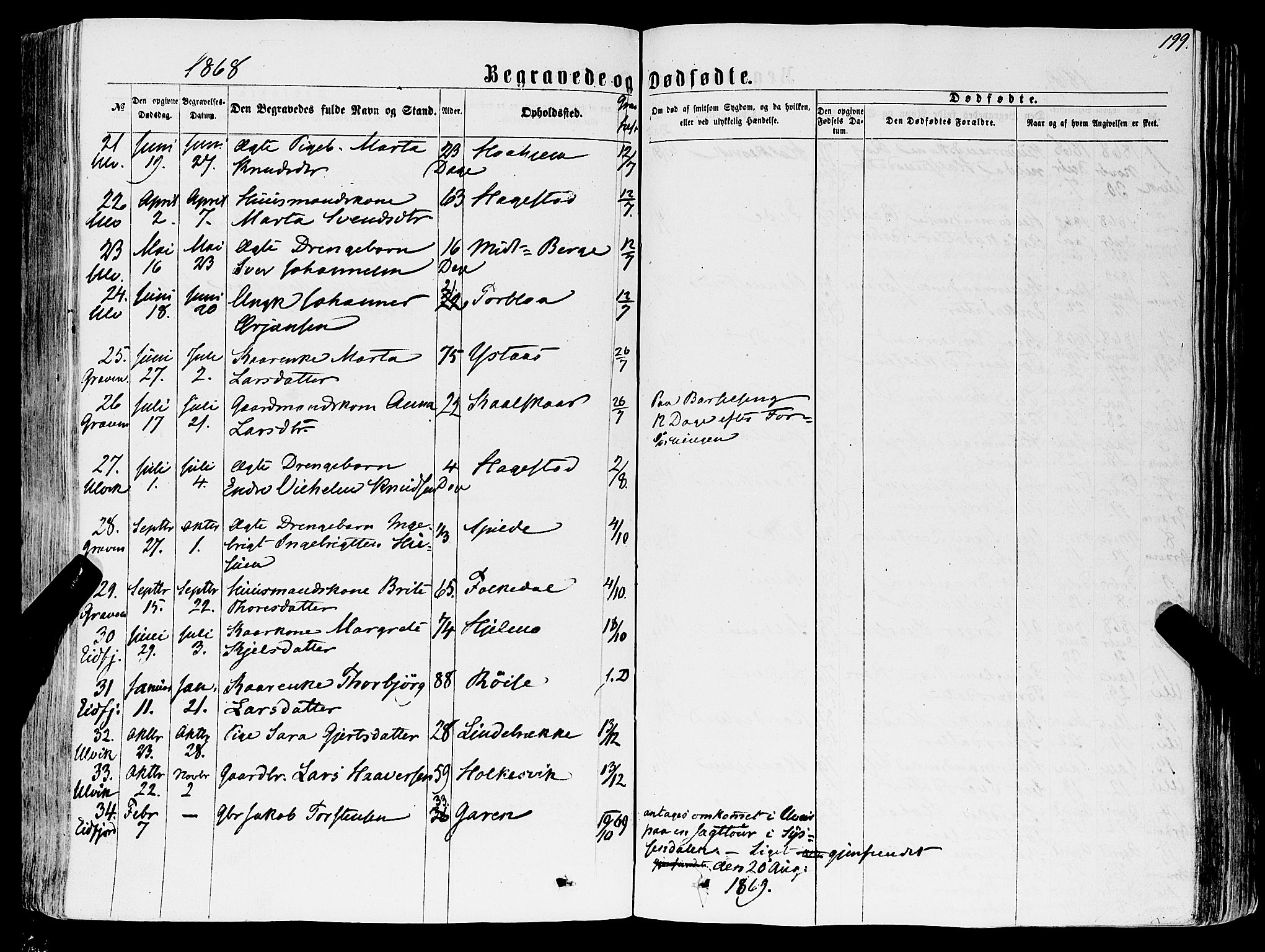 Ulvik sokneprestembete, AV/SAB-A-78801/H/Haa: Ministerialbok nr. A 15, 1864-1878, s. 199