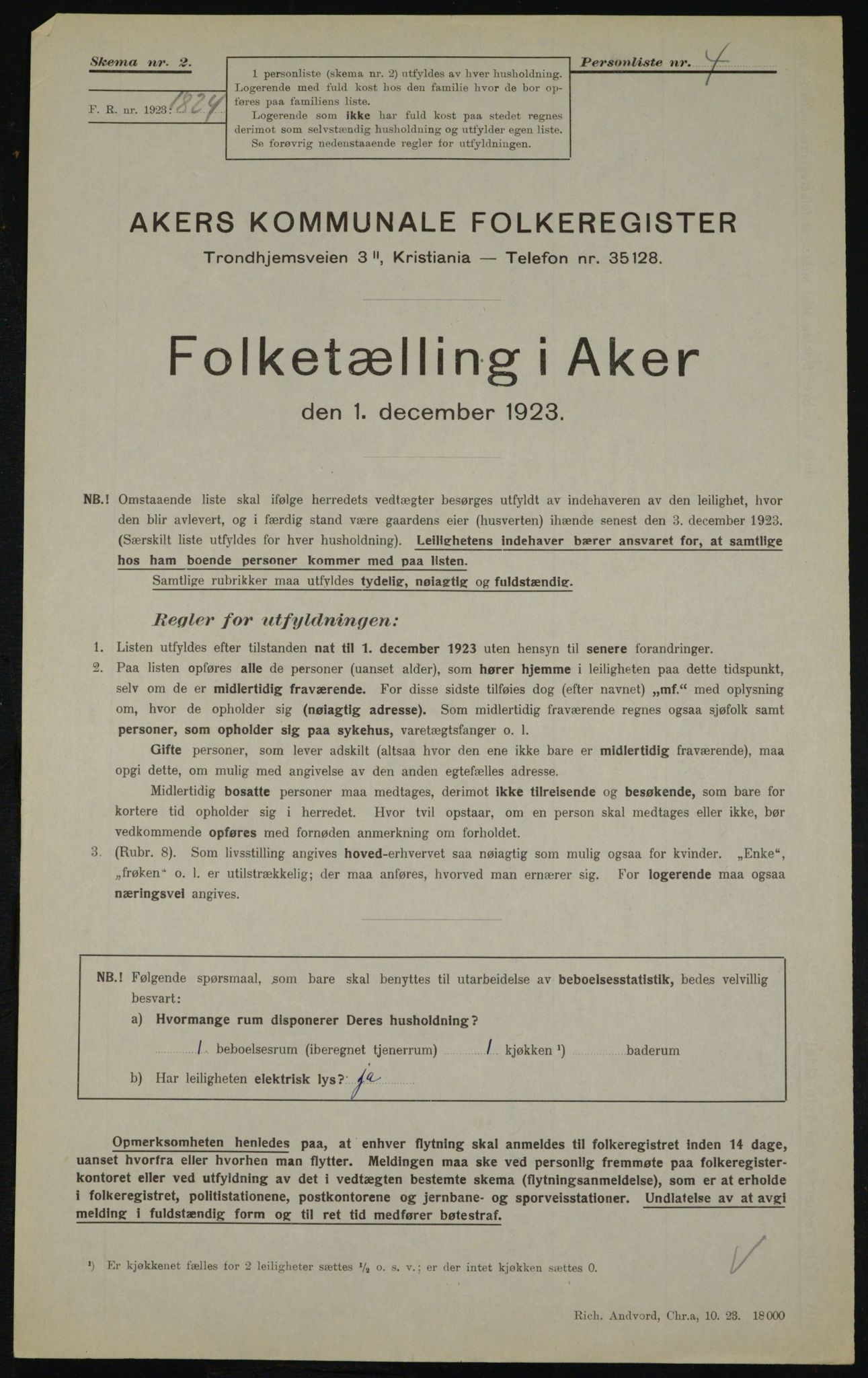 , Kommunal folketelling 1.12.1923 for Aker, 1923, s. 19564