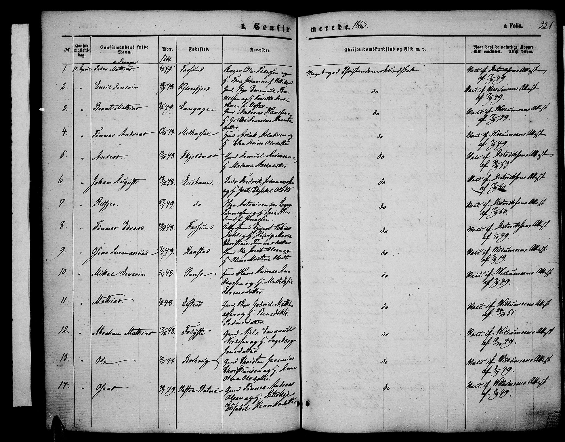 Lista sokneprestkontor, AV/SAK-1111-0027/F/Fb/L0003: Klokkerbok nr. B 3, 1862-1877, s. 221