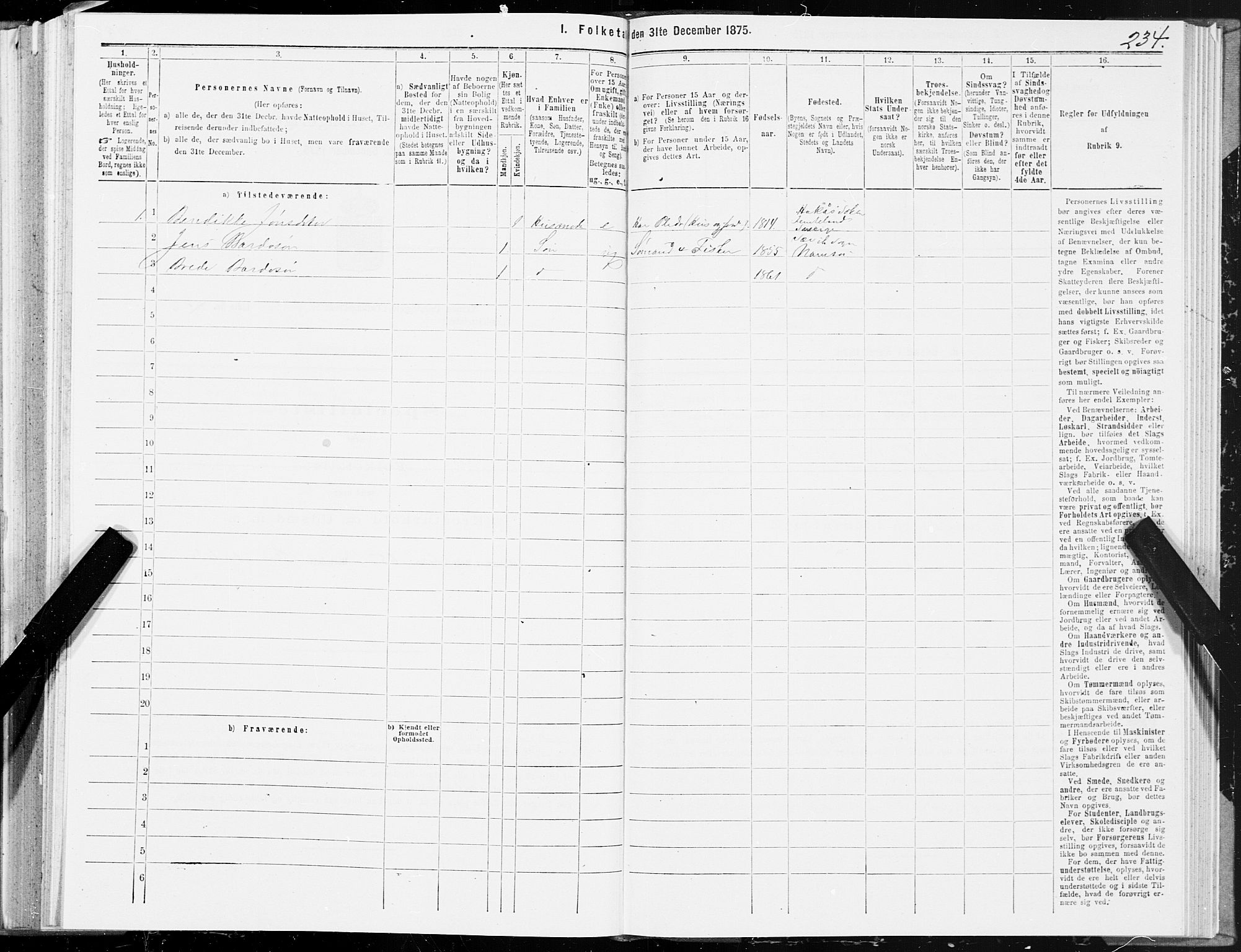 SAT, Folketelling 1875 for 1745L Namsos prestegjeld, Vemundvik sokn og Sævik sokn, 1875, s. 2234