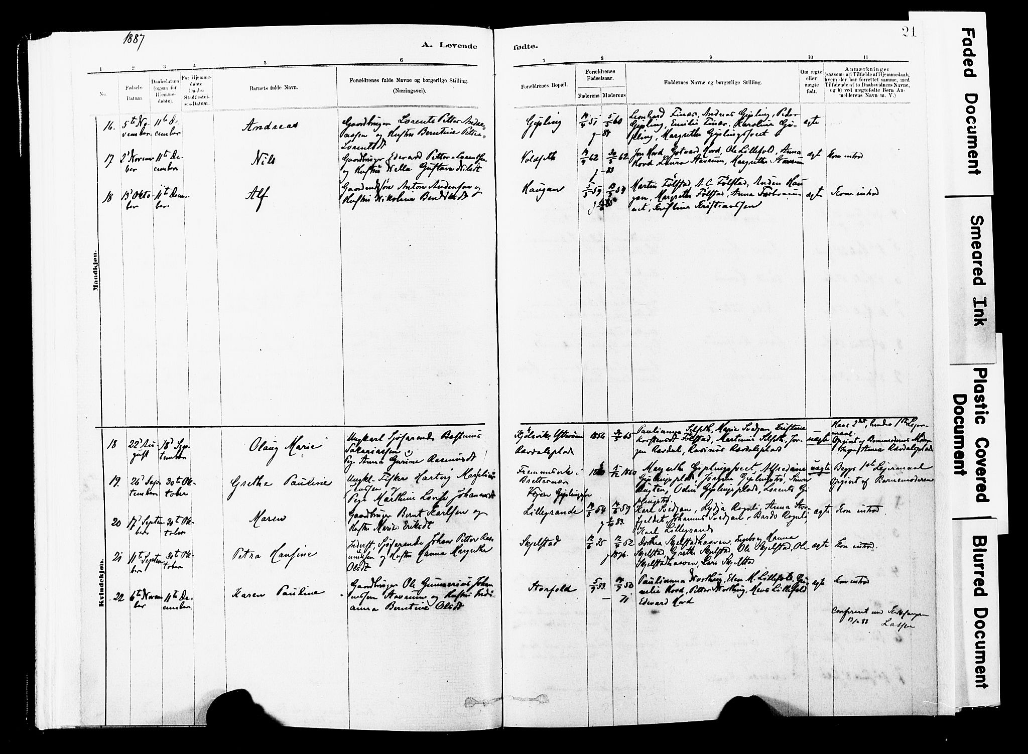 Ministerialprotokoller, klokkerbøker og fødselsregistre - Nord-Trøndelag, SAT/A-1458/744/L0420: Ministerialbok nr. 744A04, 1882-1904, s. 21
