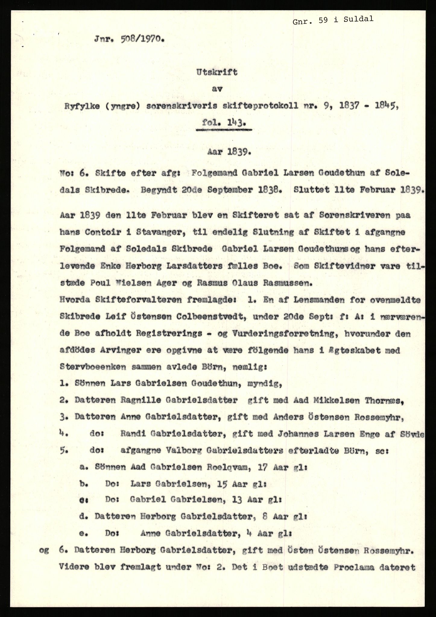 Statsarkivet i Stavanger, AV/SAST-A-101971/03/Y/Yj/L0025: Avskrifter sortert etter gårdsnavn: Garpestad - Gjerde, 1750-1930, s. 205