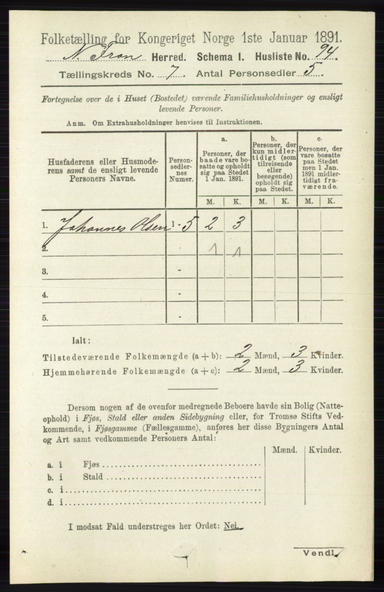RA, Folketelling 1891 for 0518 Nord-Fron herred, 1891, s. 2831