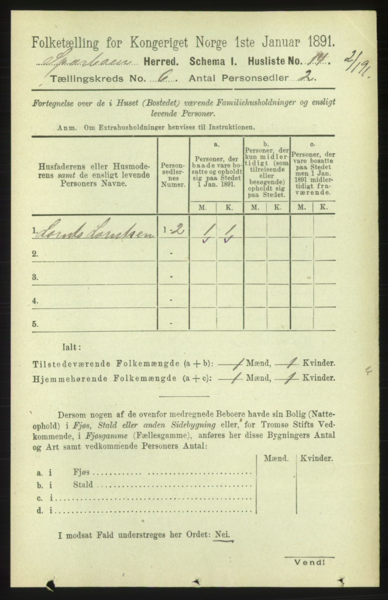 RA, Folketelling 1891 for 1731 Sparbu herred, 1891, s. 2134