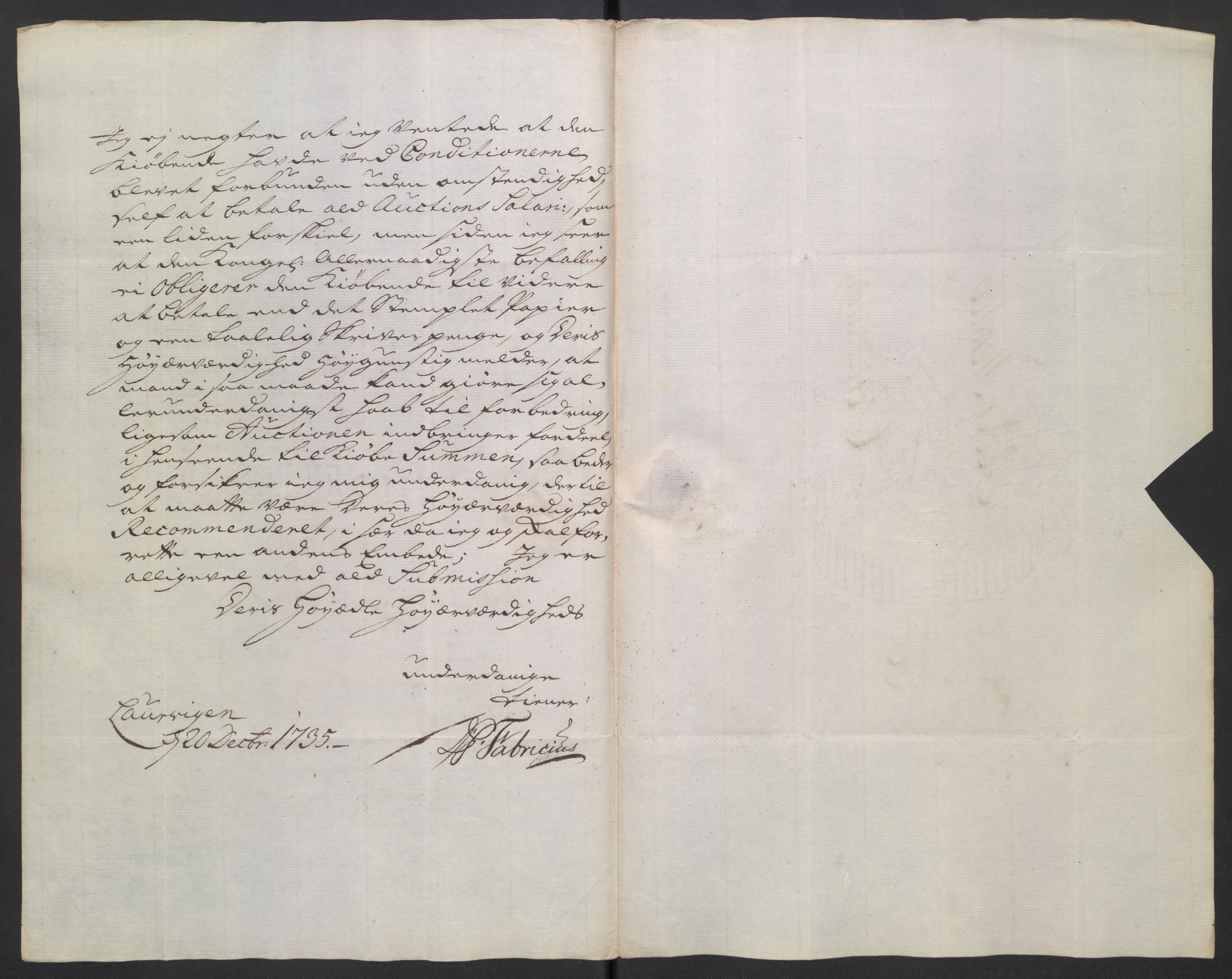 Oslo stiftsdireksjon, AV/SAO-A-11085/K/Kb/L0003/0004: Oslo Hospital / Auksjoner over Hospitalets eiendommer: Korrespondanse, 1735-1736, s. 28