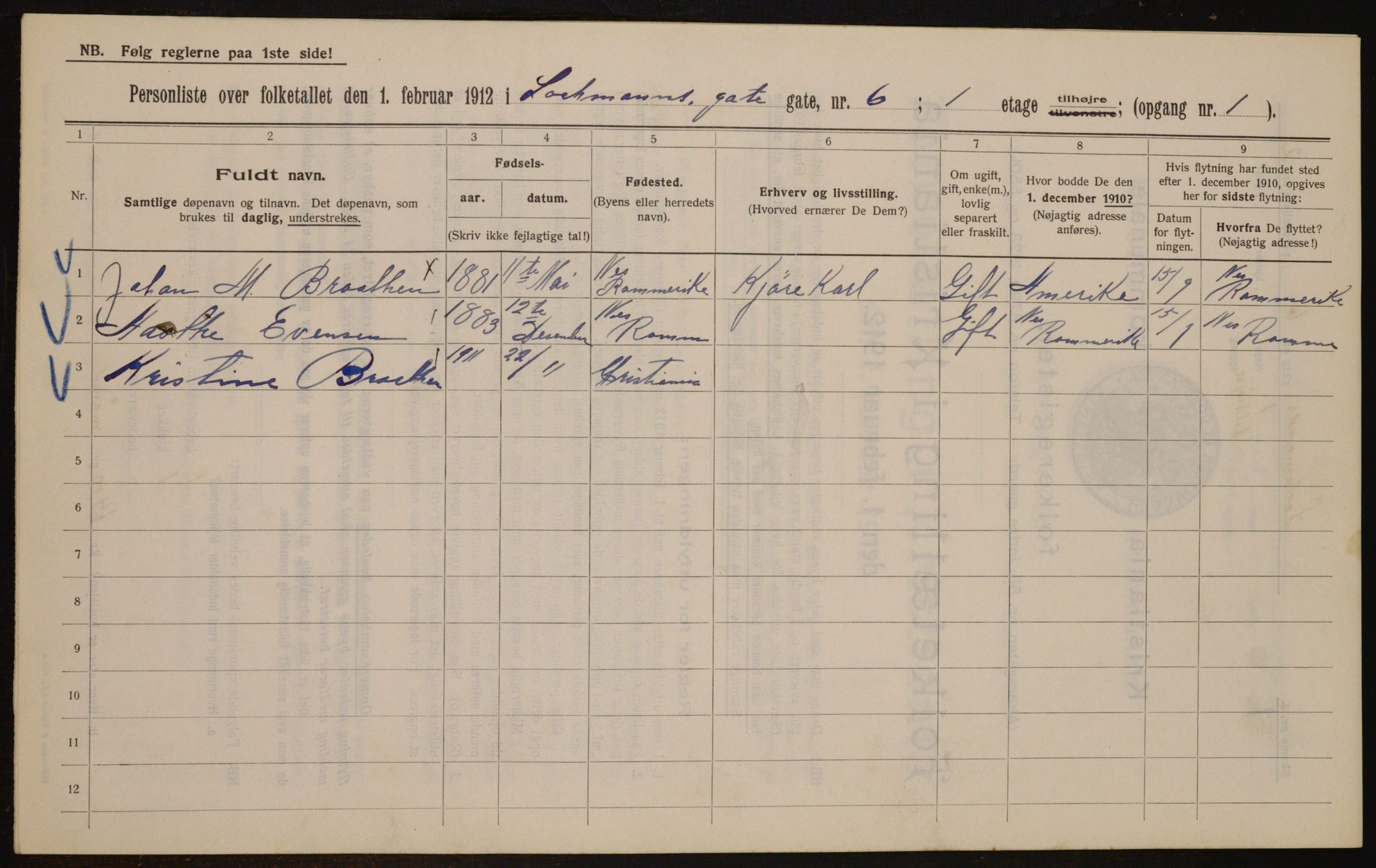 OBA, Kommunal folketelling 1.2.1912 for Kristiania, 1912, s. 58704