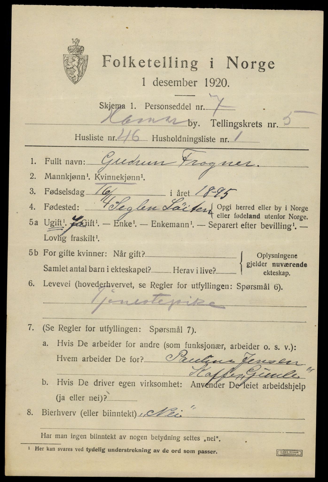 SAH, Folketelling 1920 for 0401 Hamar kjøpstad, 1920, s. 10673