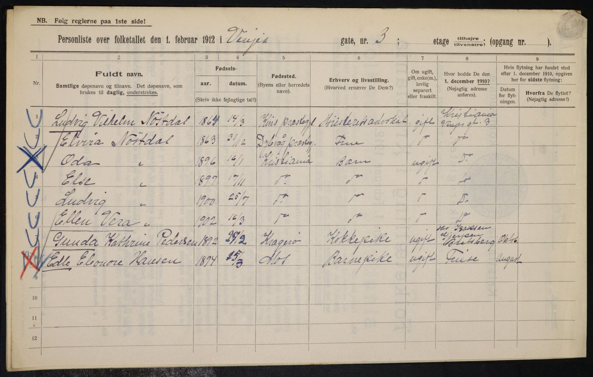 OBA, Kommunal folketelling 1.2.1912 for Kristiania, 1912, s. 123682