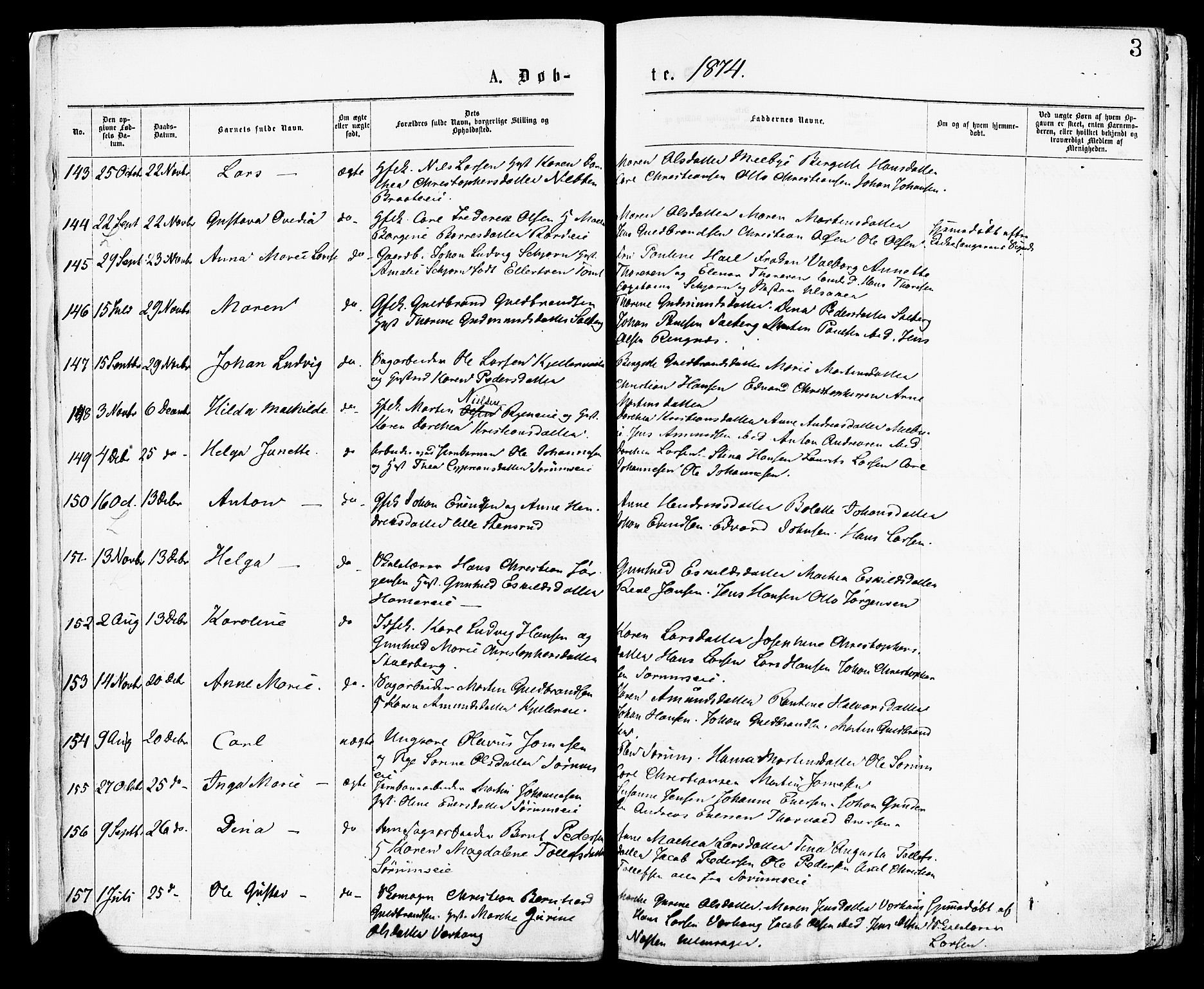 Skedsmo prestekontor Kirkebøker, AV/SAO-A-10033a/F/Fa/L0012: Ministerialbok nr. I 12, 1876-1883, s. 3
