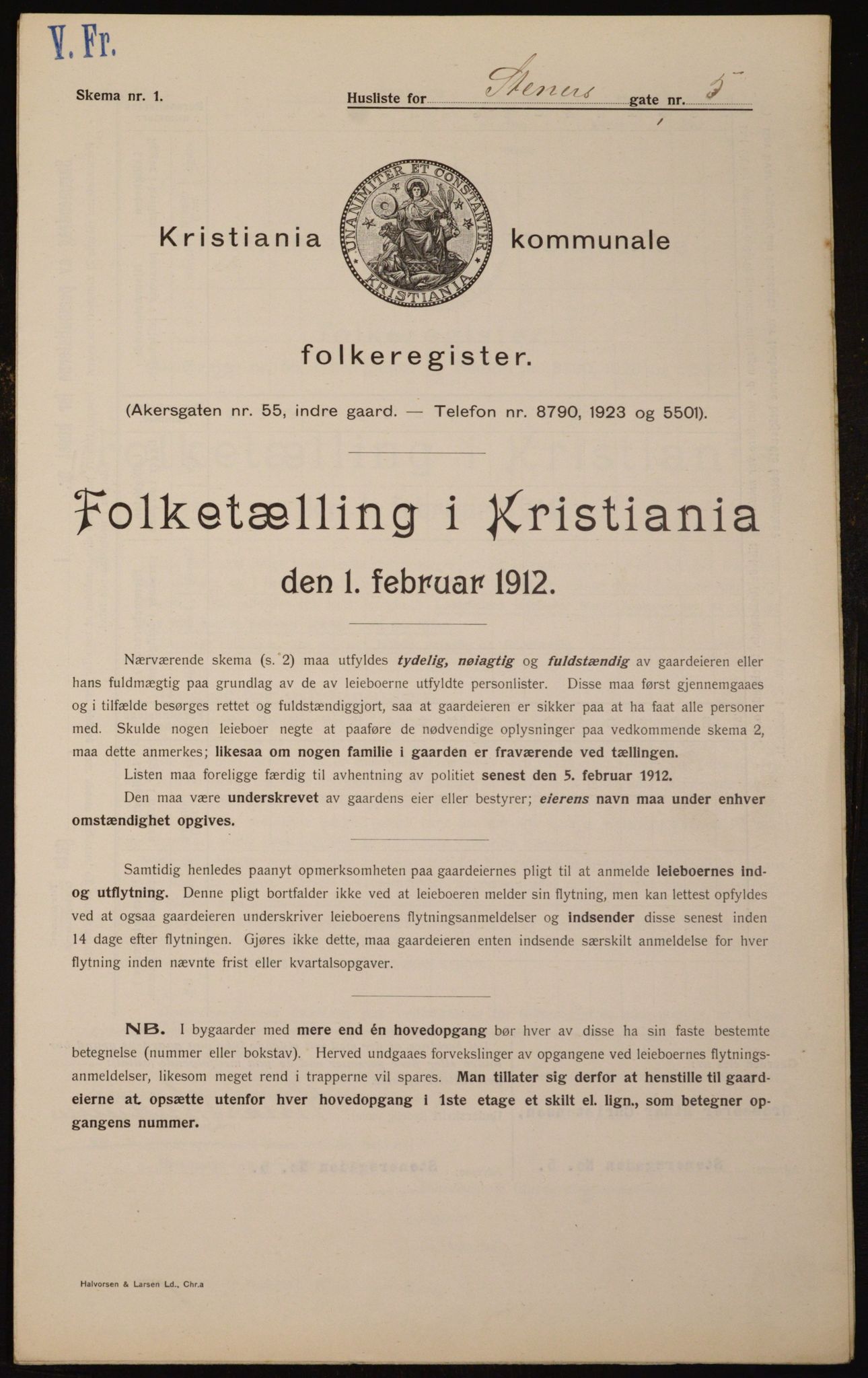 OBA, Kommunal folketelling 1.2.1912 for Kristiania, 1912, s. 101536