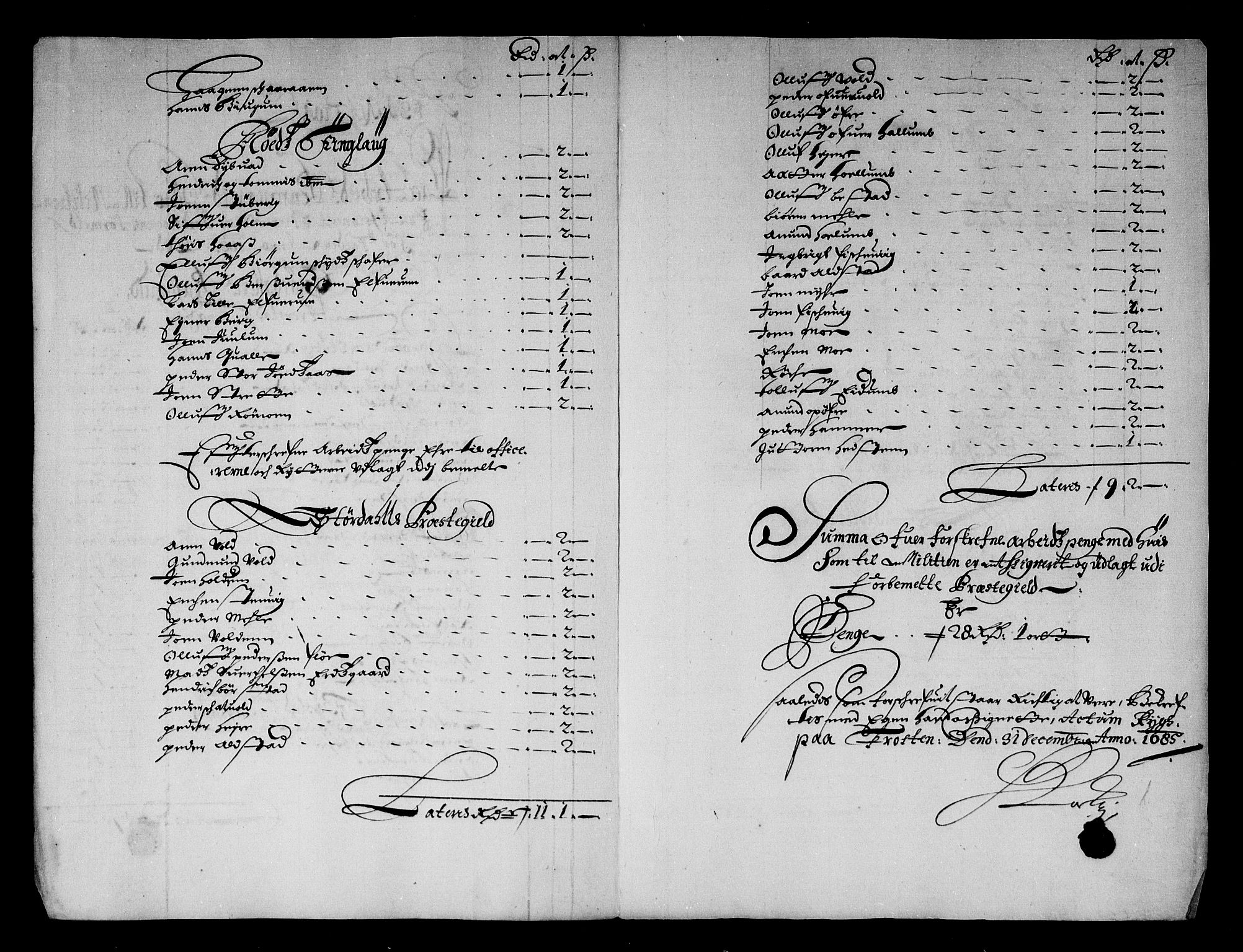 Rentekammeret inntil 1814, Reviderte regnskaper, Stiftamtstueregnskaper, Trondheim stiftamt og Nordland amt, AV/RA-EA-6044/R/Rg/L0079: Trondheim stiftamt og Nordland amt, 1685