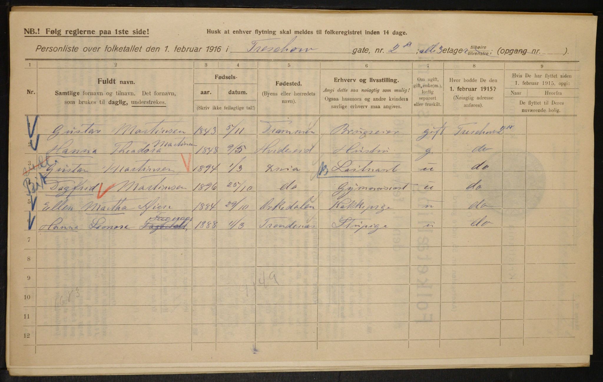 OBA, Kommunal folketelling 1.2.1916 for Kristiania, 1916, s. 118755