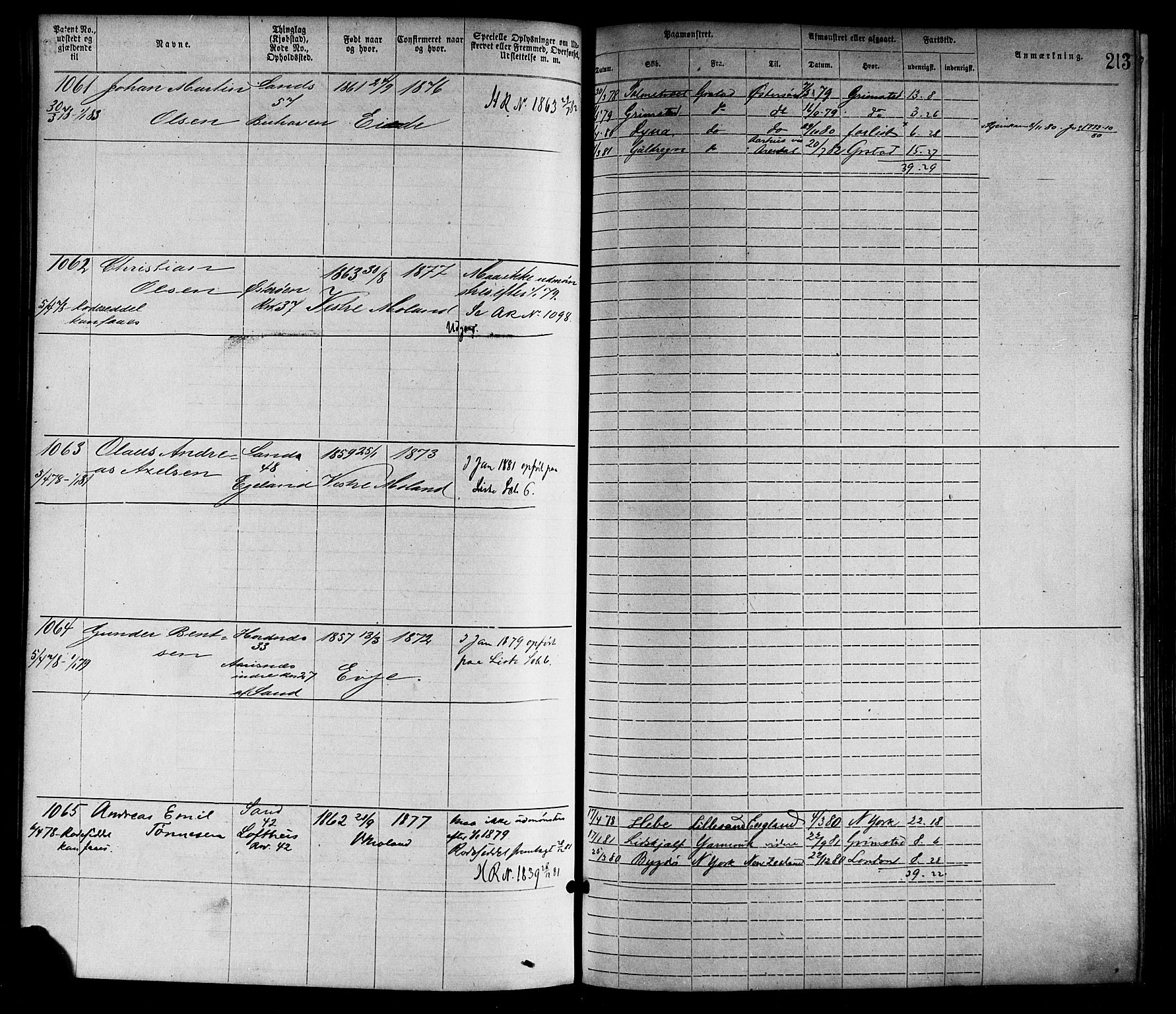 Lillesand mønstringskrets, SAK/2031-0014/F/Fa/L0004: Annotasjonsrulle nr 1-1920 med register, G-1, 1869-1891, s. 239