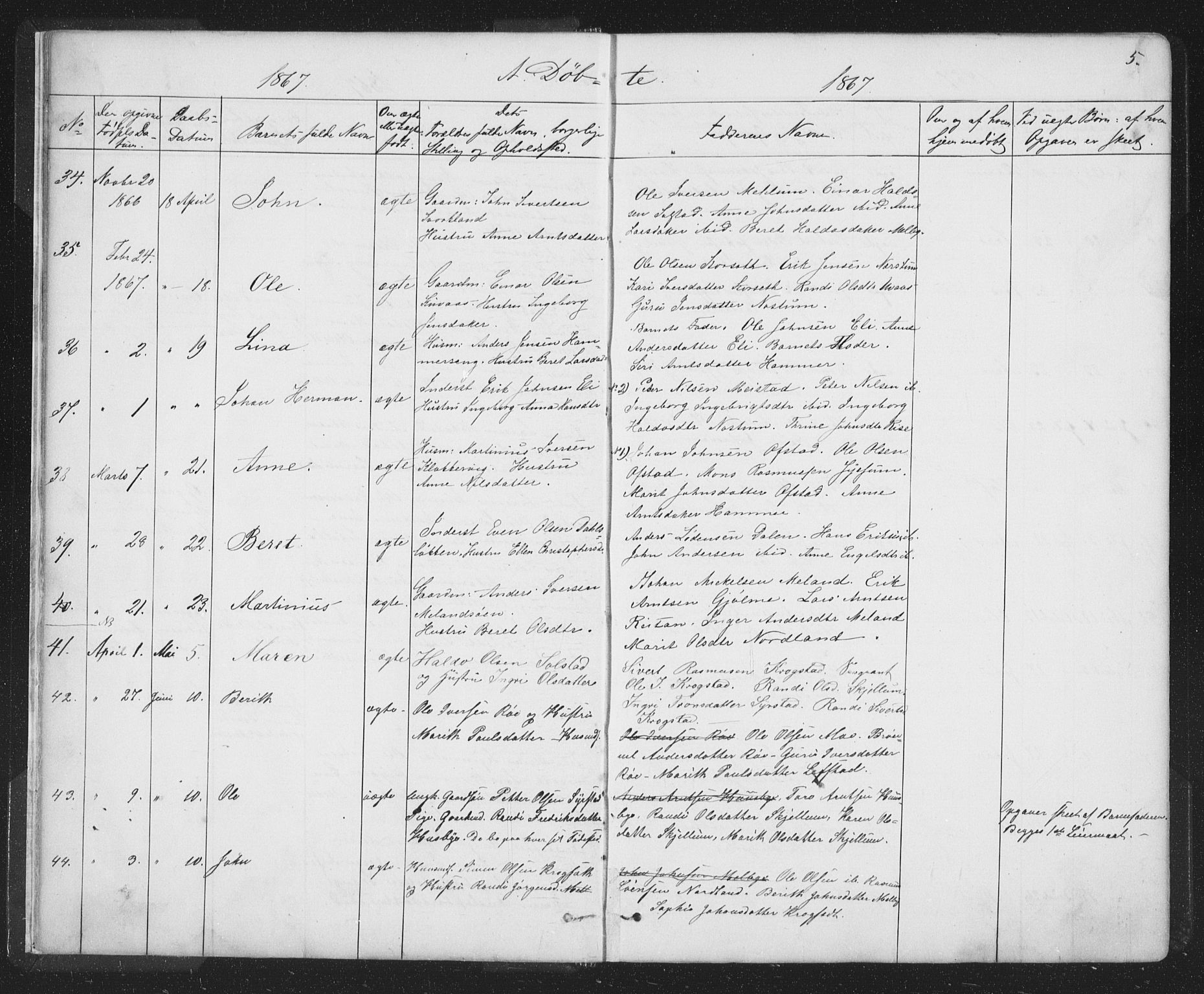 Ministerialprotokoller, klokkerbøker og fødselsregistre - Sør-Trøndelag, SAT/A-1456/667/L0798: Klokkerbok nr. 667C03, 1867-1929, s. 5