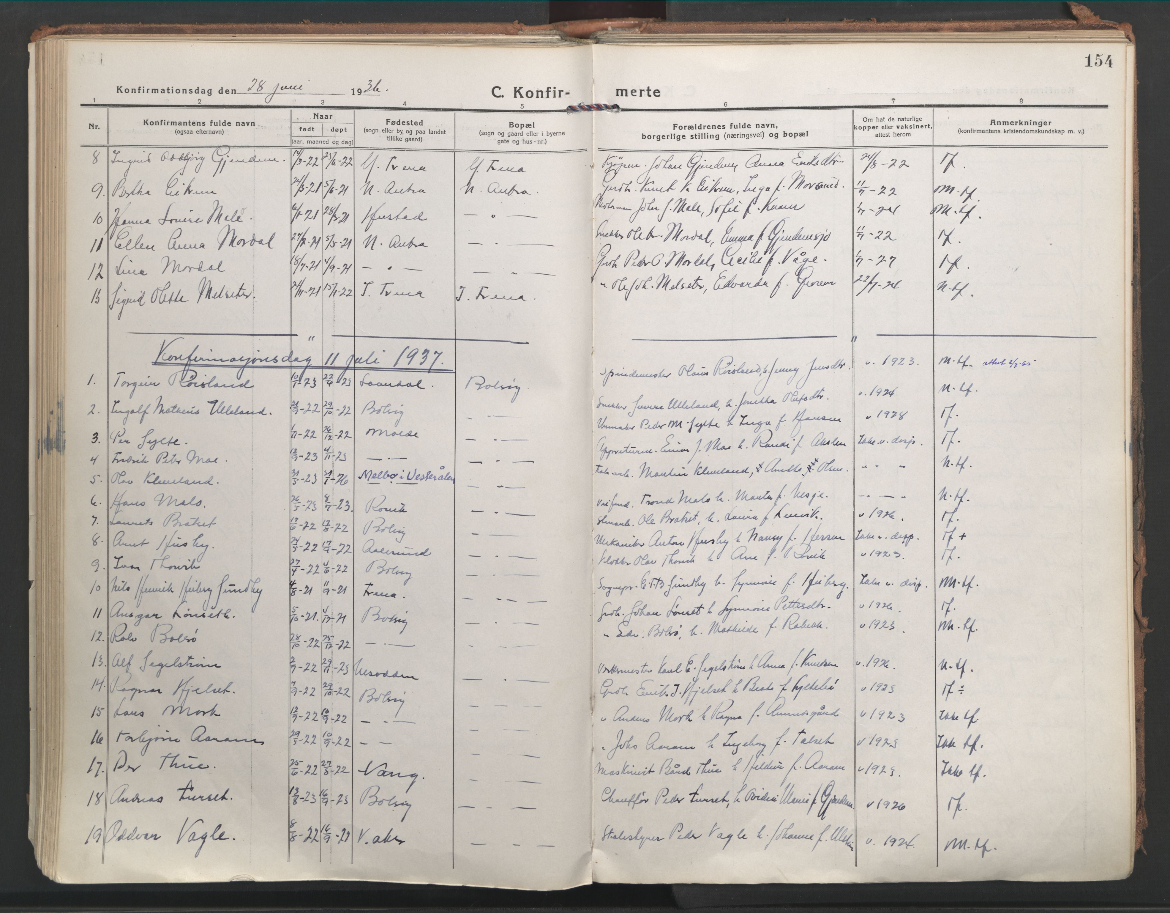 Ministerialprotokoller, klokkerbøker og fødselsregistre - Møre og Romsdal, AV/SAT-A-1454/555/L0659: Ministerialbok nr. 555A10, 1917-1971, s. 154