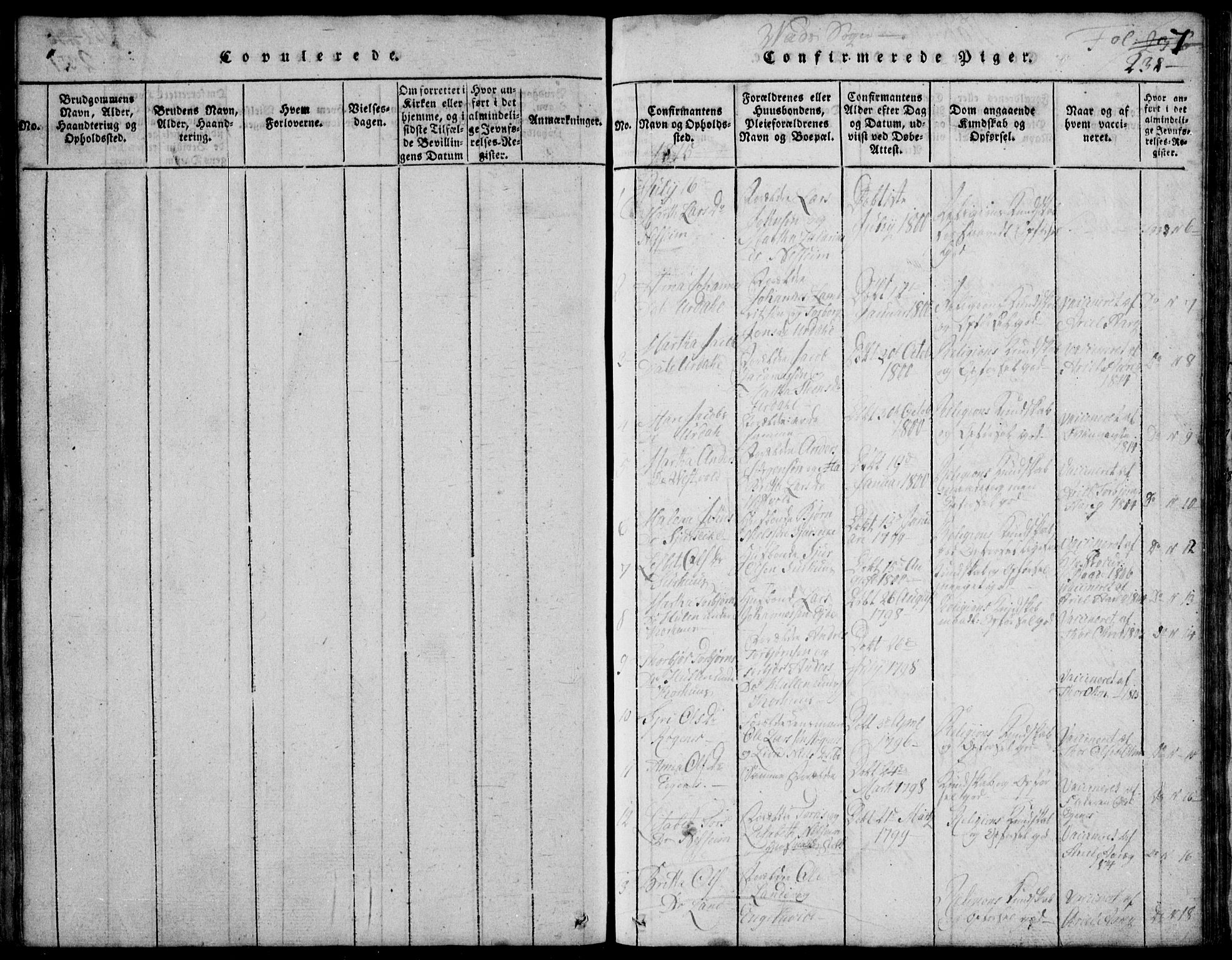 Skjold sokneprestkontor, SAST/A-101847/H/Ha/Hab/L0002: Klokkerbok nr. B 2 /2, 1815-1830, s. 238