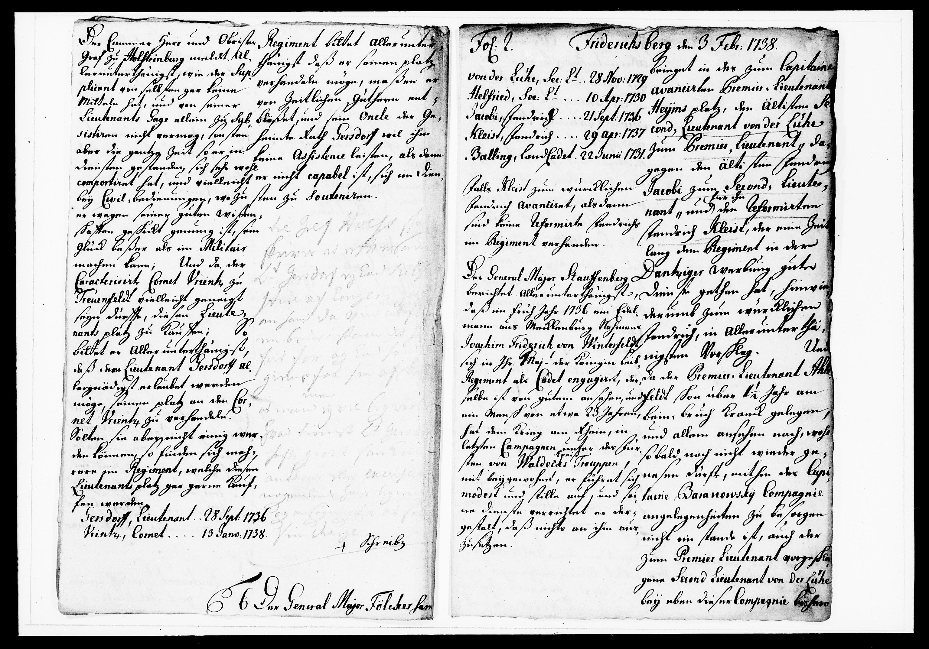 Krigskollegiet, Krigskancelliet, DRA/A-0006/-/1143-1150: Refererede sager, 1738, s. 47