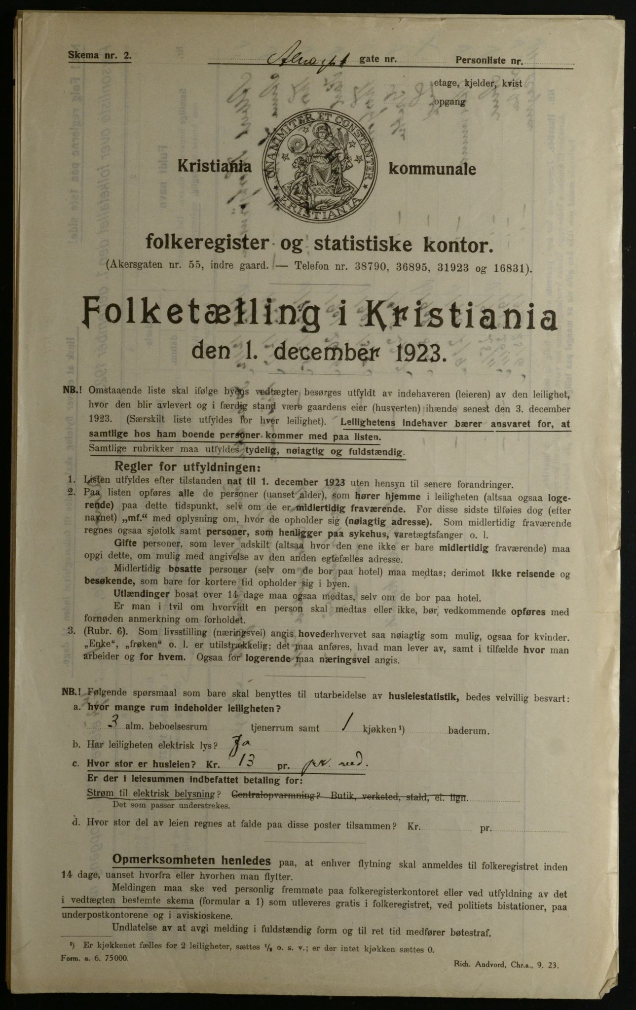 OBA, Kommunal folketelling 1.12.1923 for Kristiania, 1923, s. 1416