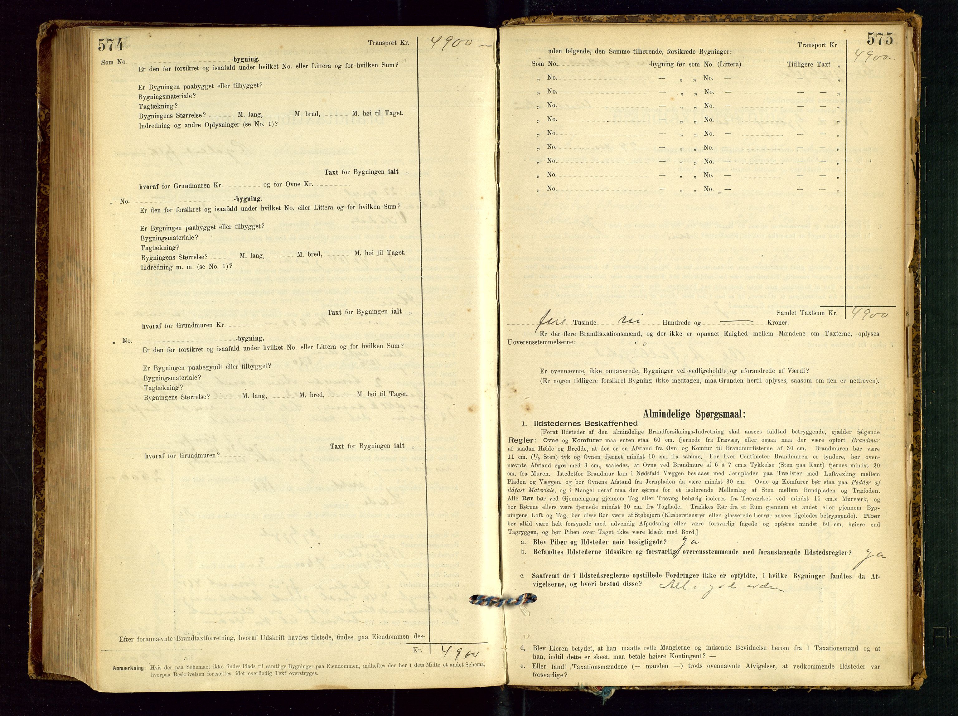 Vikedal lensmannskontor, AV/SAST-A-100179/Gob/L0004: Branntakstprotokoll, 1894-1952, s. 574-575