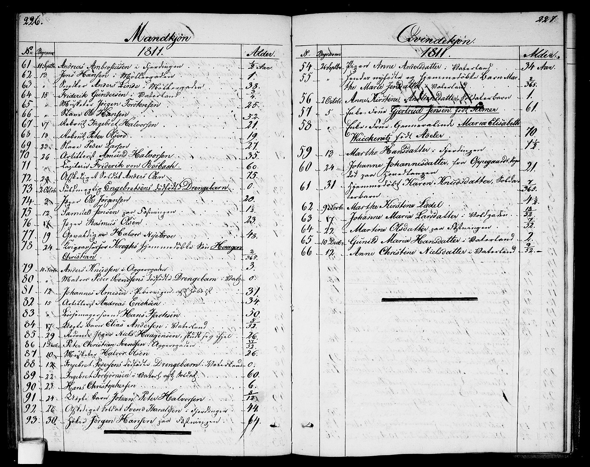Garnisonsmenigheten Kirkebøker, SAO/A-10846/G/Ga/L0002: Klokkerbok nr. 2, 1810-1814, s. 226-227