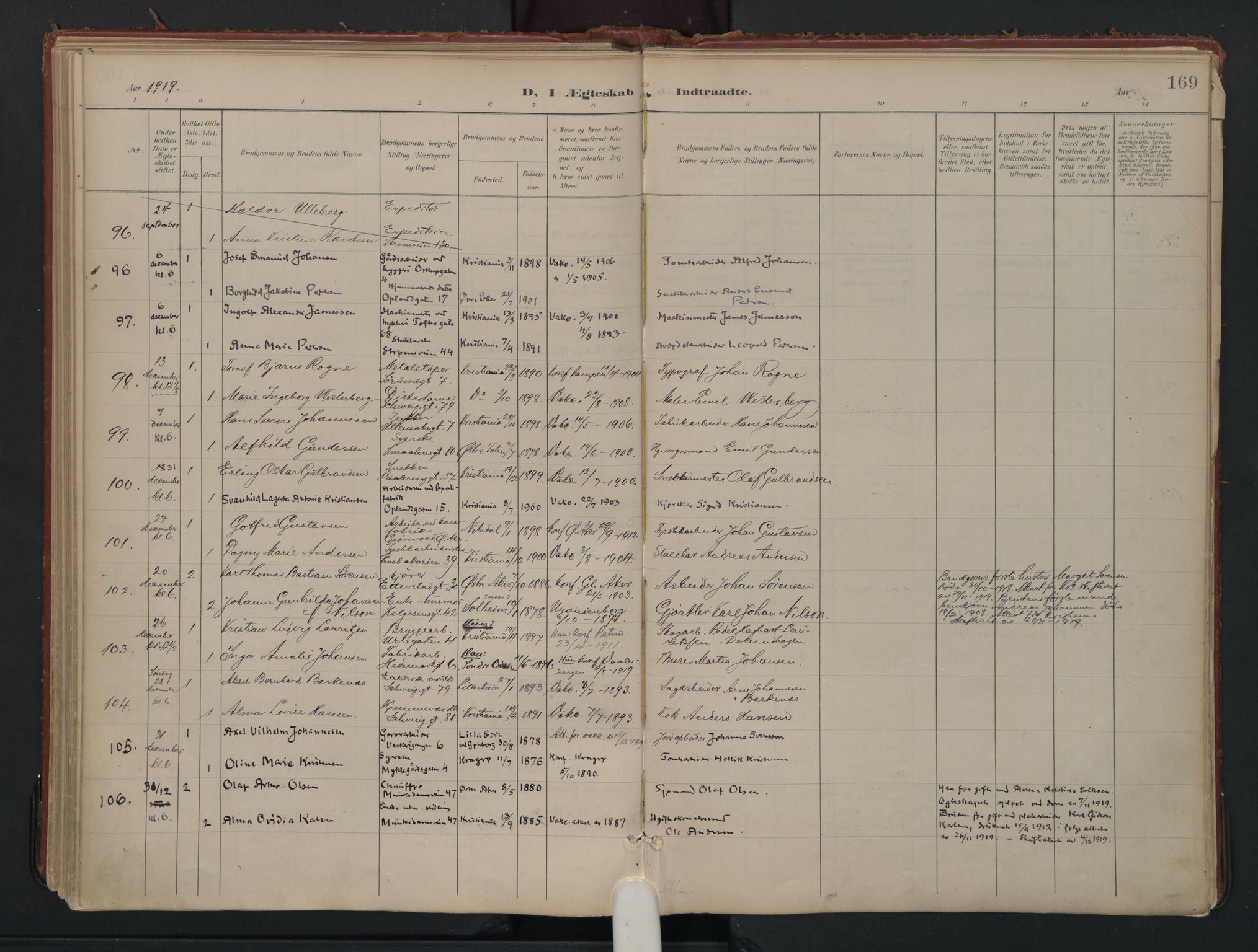 Vålerengen prestekontor Kirkebøker, AV/SAO-A-10878/F/Fa/L0002: Ministerialbok nr. 2, 1899-1924, s. 169