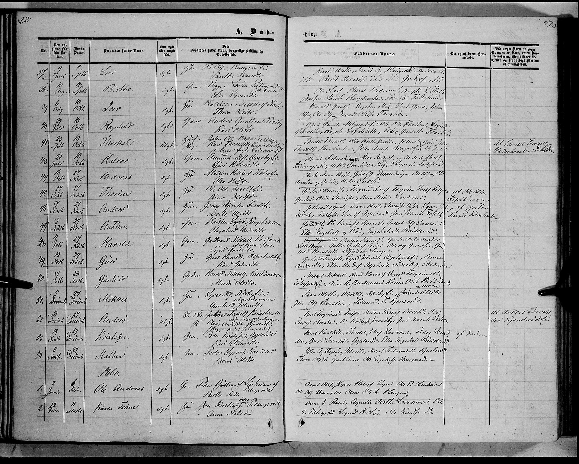 Sør-Aurdal prestekontor, AV/SAH-PREST-128/H/Ha/Haa/L0007: Ministerialbok nr. 7, 1849-1876, s. 32